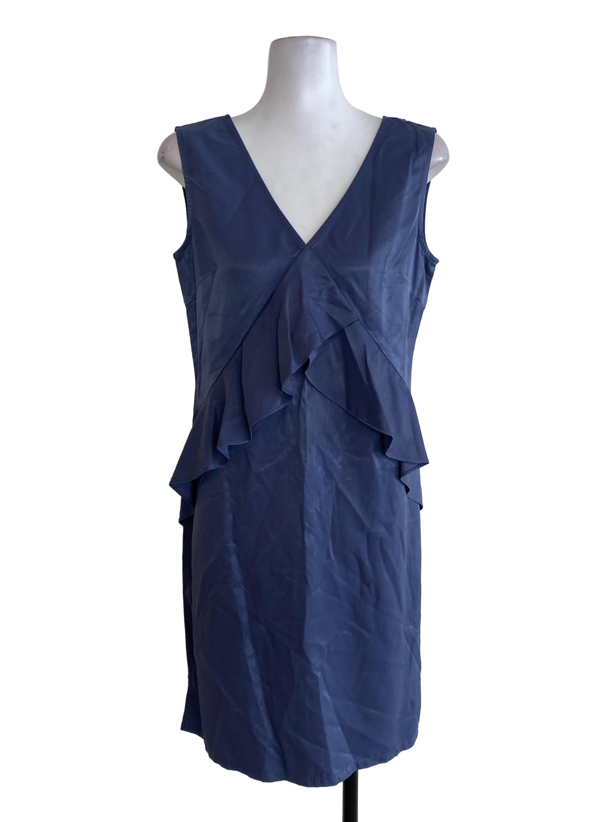 Dusty Purple V Neck Ruffle Dress
