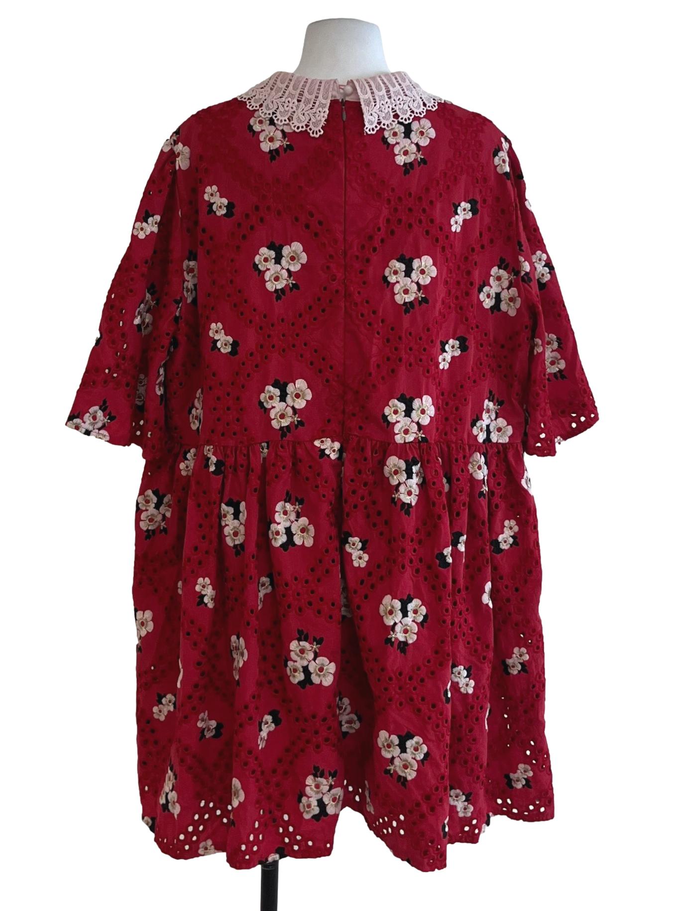 Red Floral Empire Dress