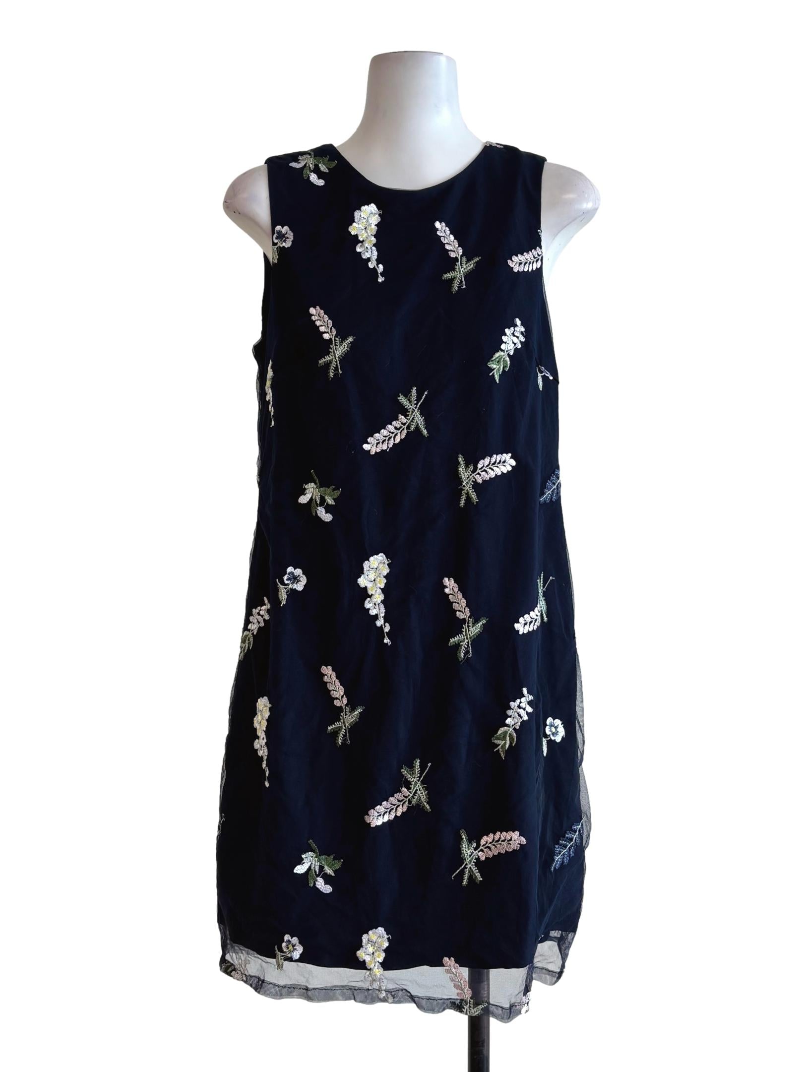 Midnight Blue Embroidered Lace Pencil Dress