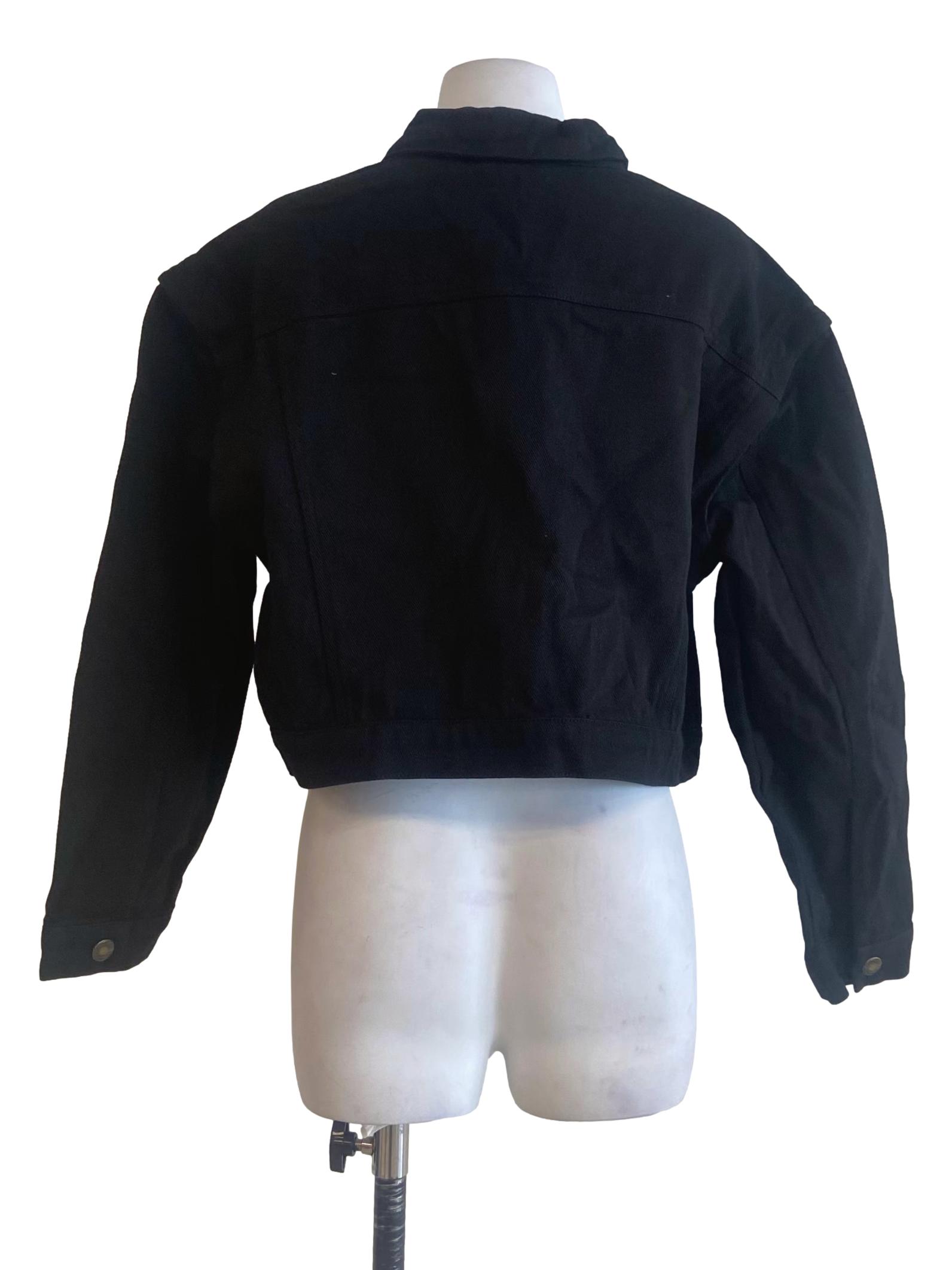 Black Button Down Cropped Jacket