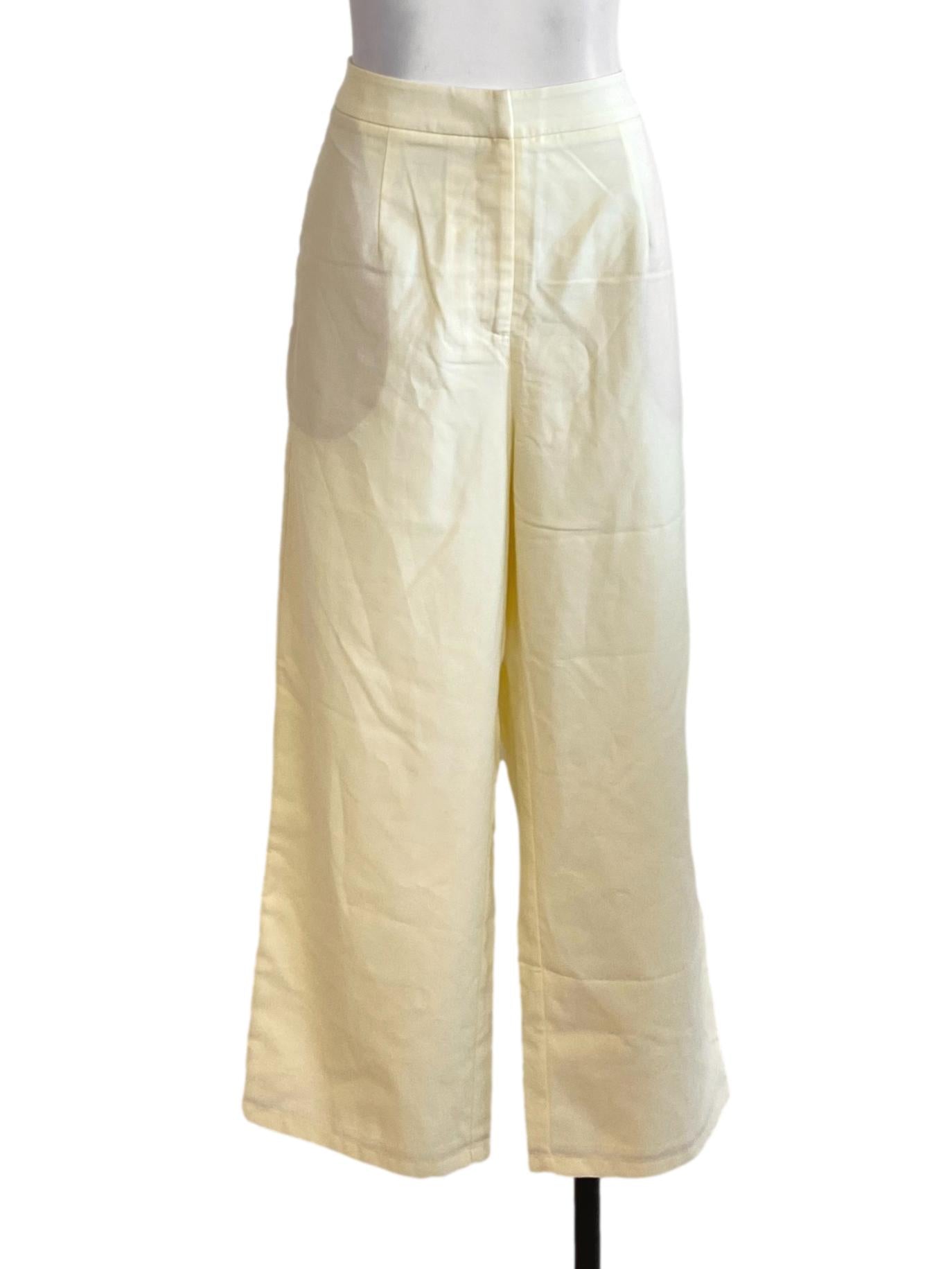 Light Yellow Plain Fit Pants LB