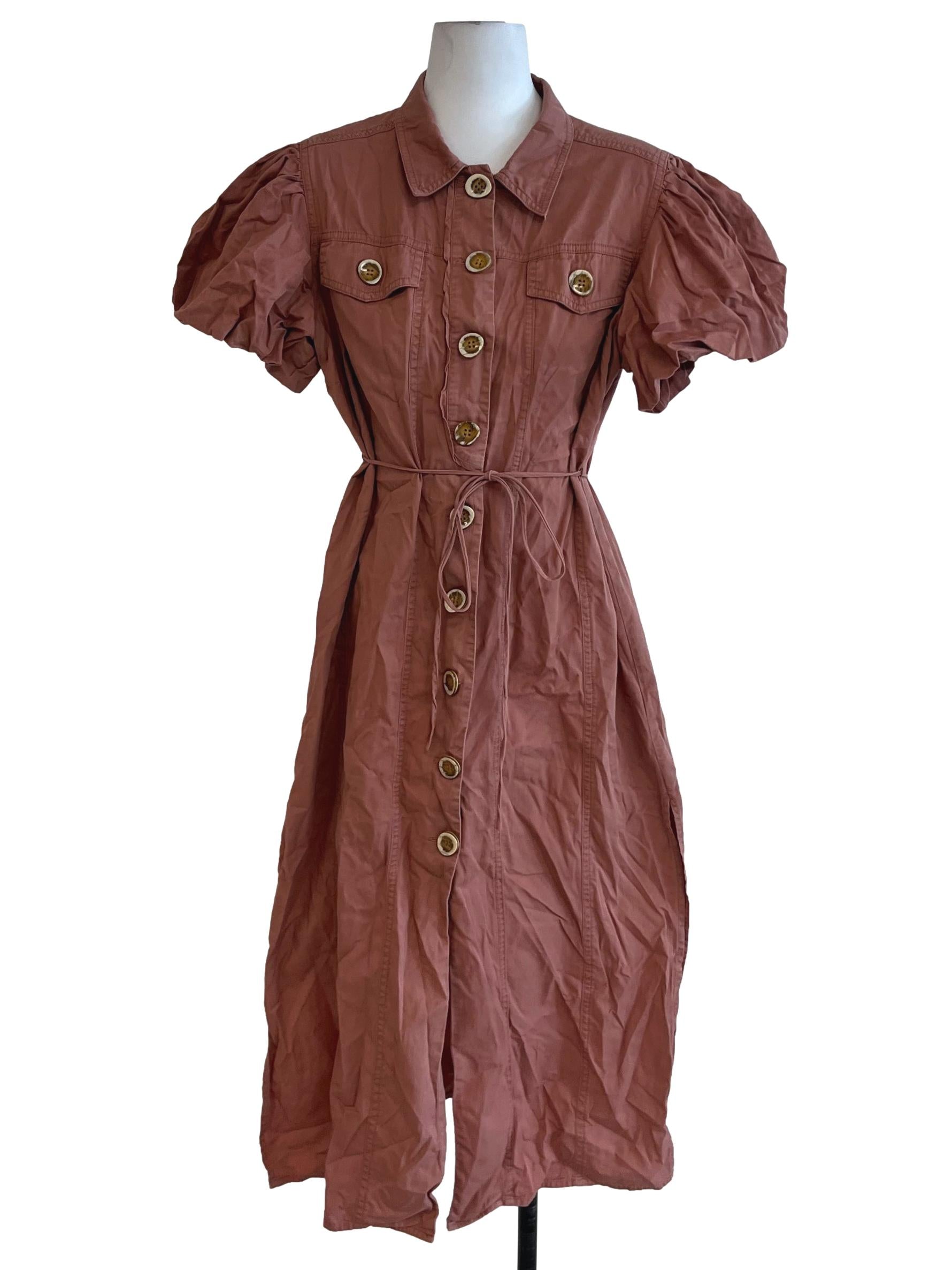 Blush Pink Wing Collar Shirt Dress