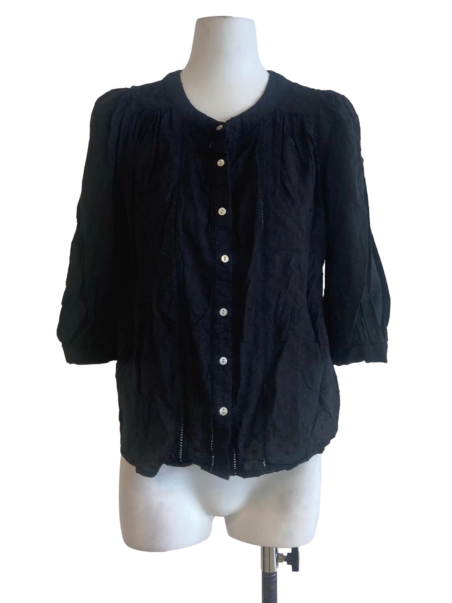 Black Button Down Dot Blouse