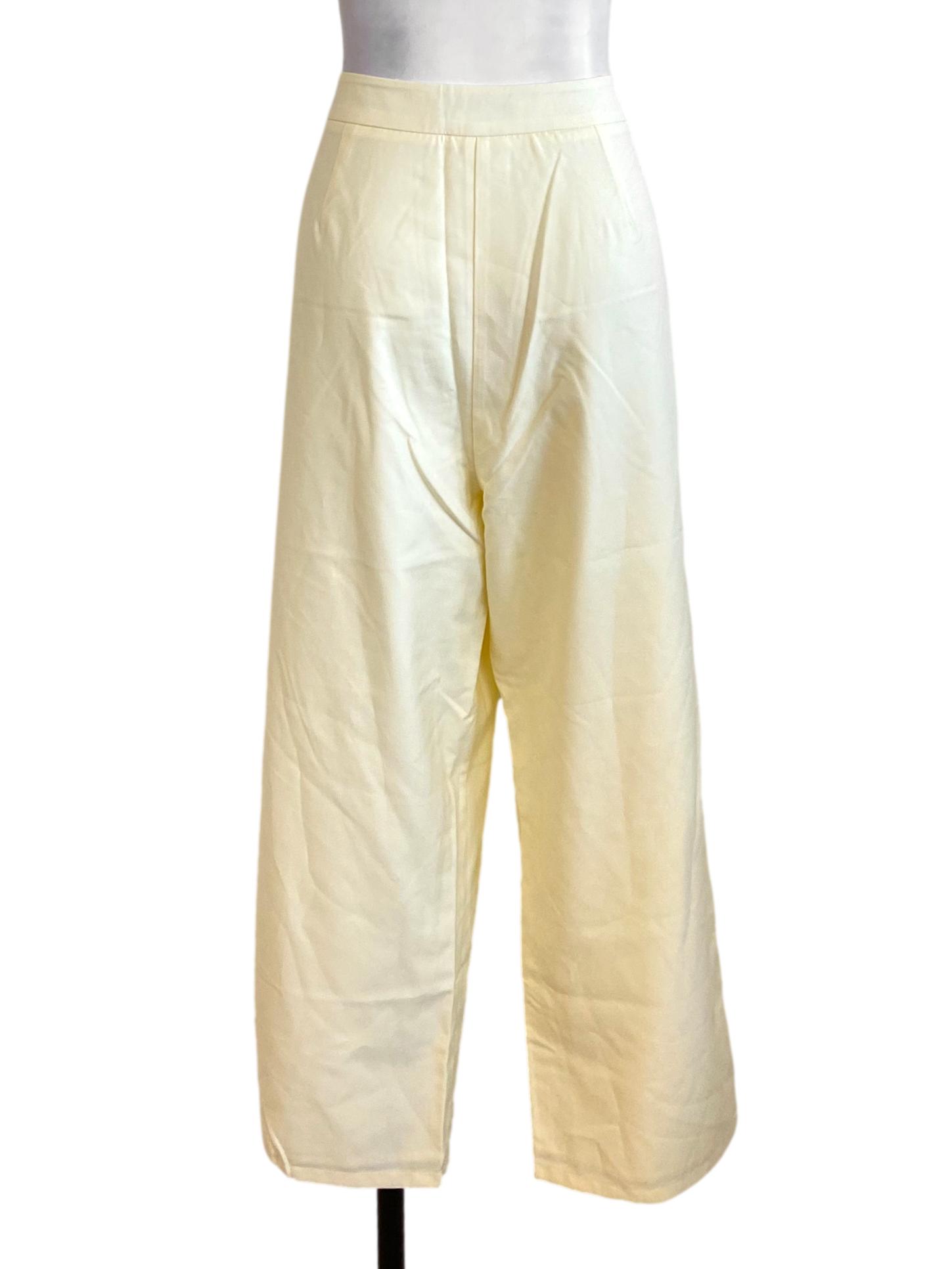 Light Yellow Plain Fit Pants LB