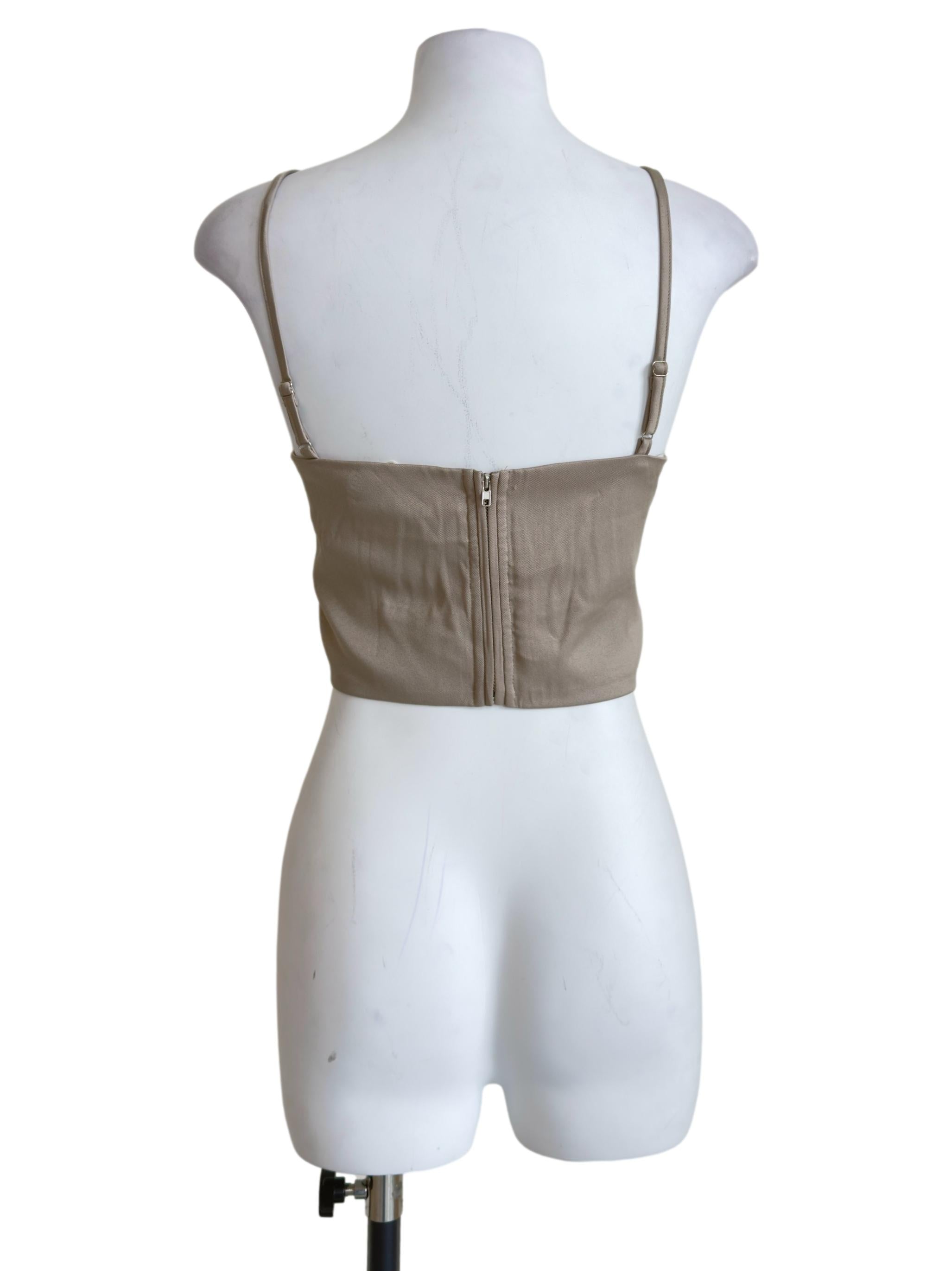 Brown Luisa Ruched Crop Spag Top