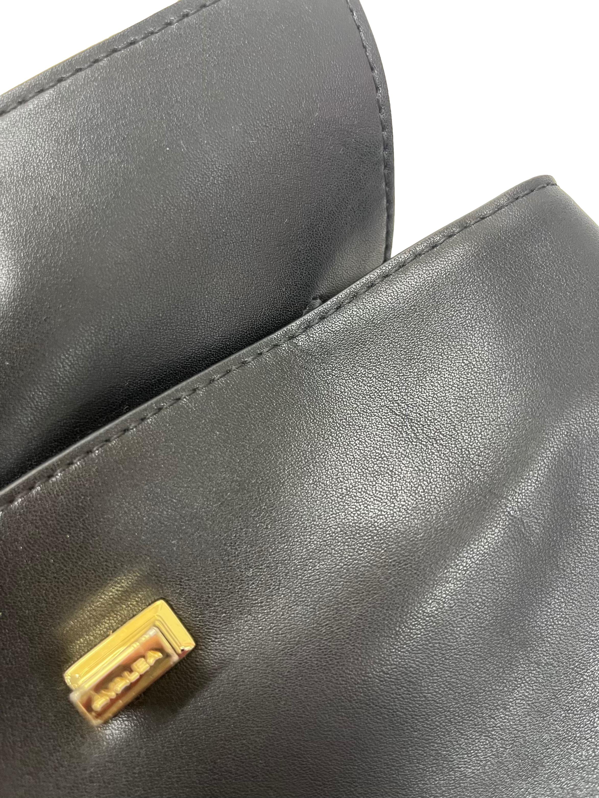 Black Leather Lazy Retro Crossbody Bag CSN