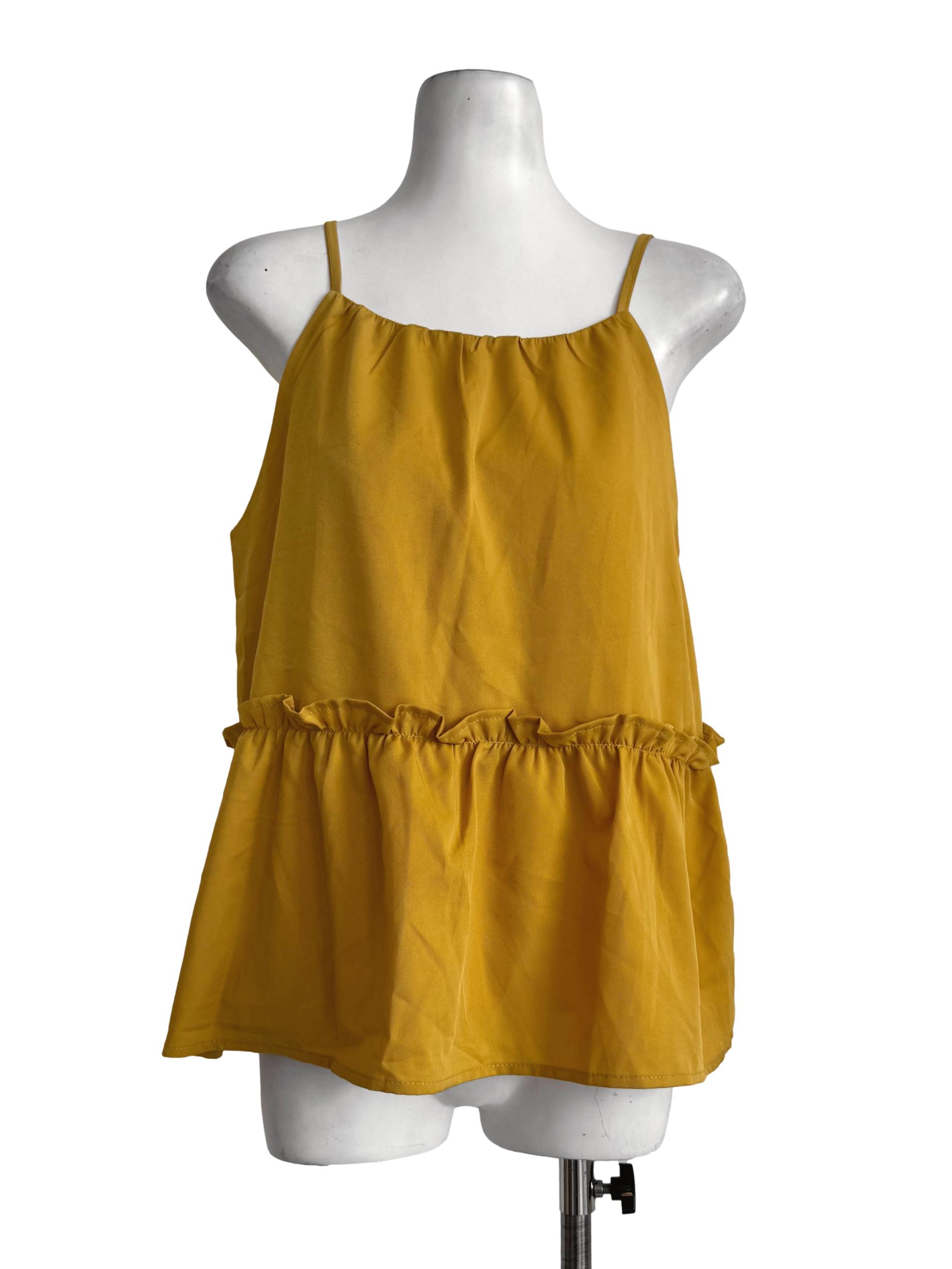 Mustard Yellow Ruffle Cami Top