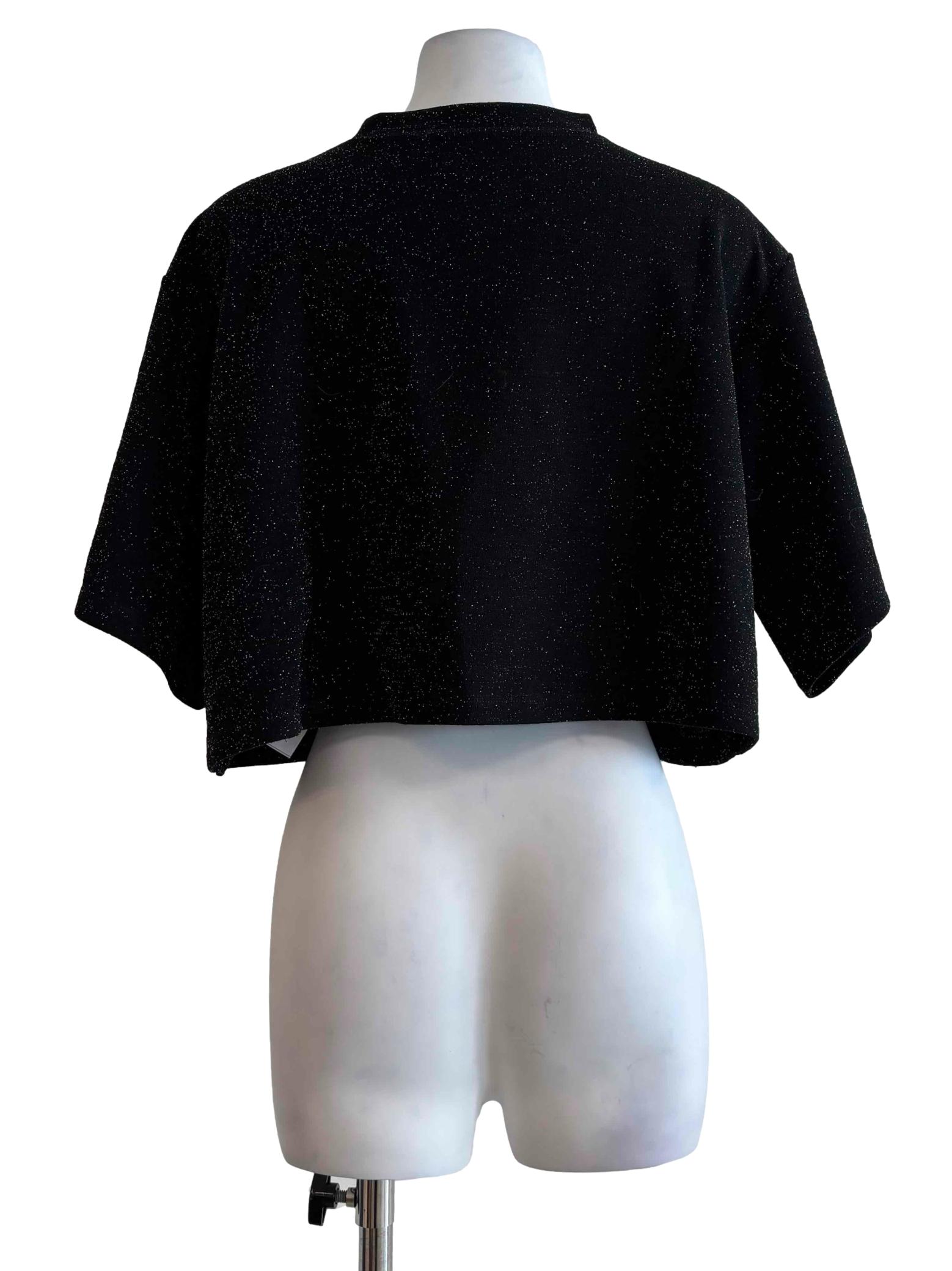 Black Choker Neck Glitter Top