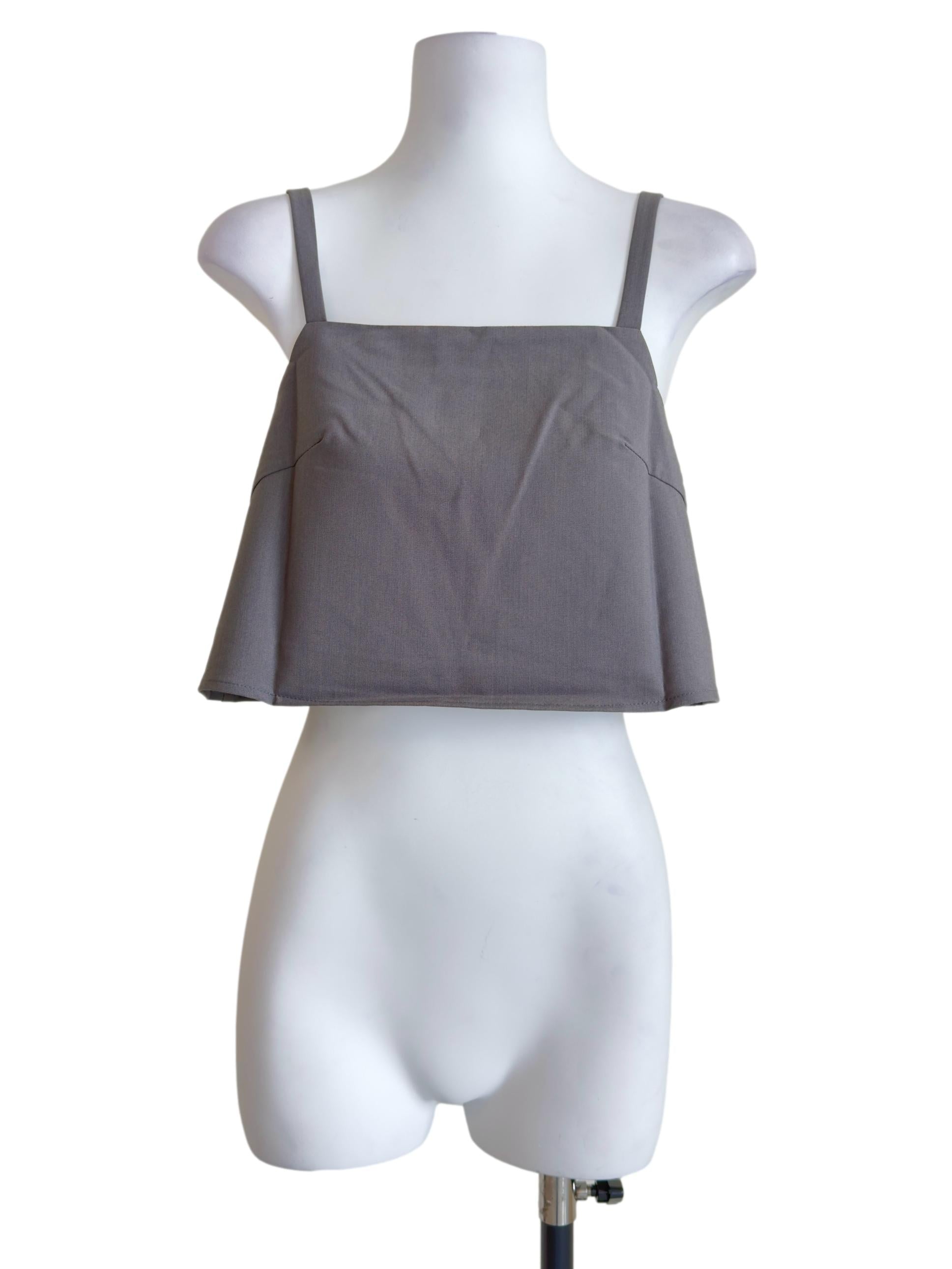 Grey Zoey Basic Flare Crop Top