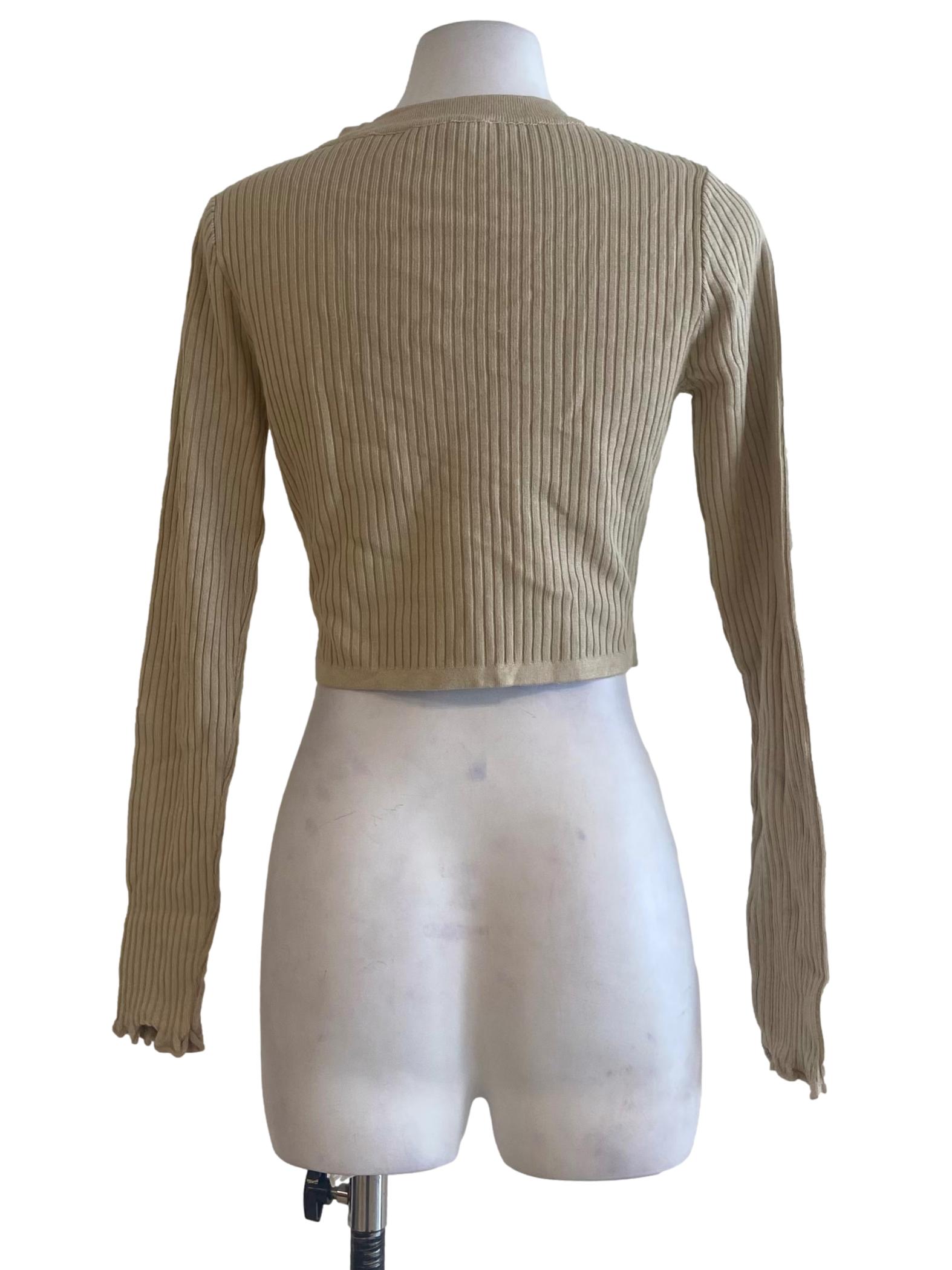 Beige Pencil Stripe Button Down Cardigan