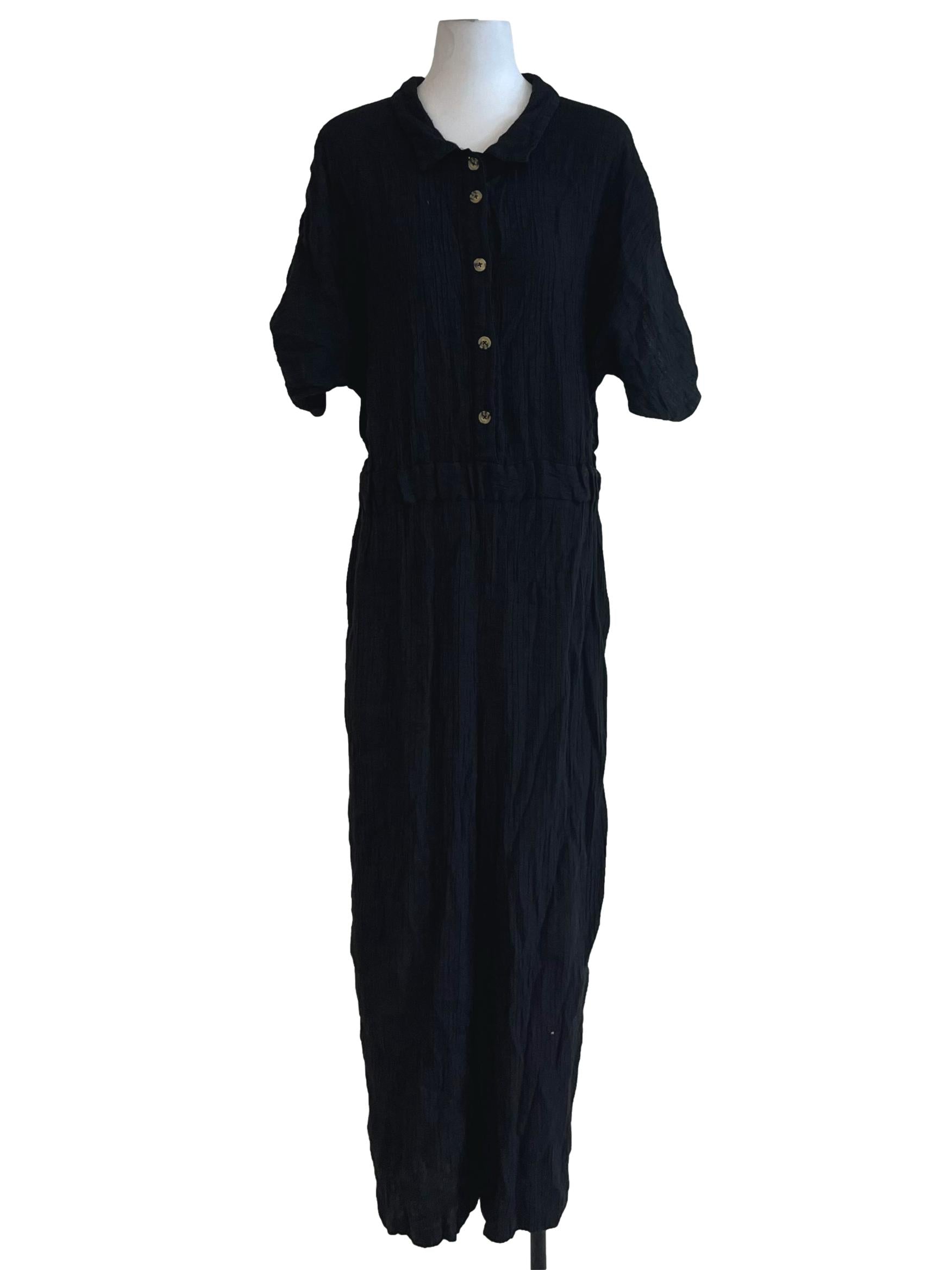 Black Wing Collar Jumpsuit