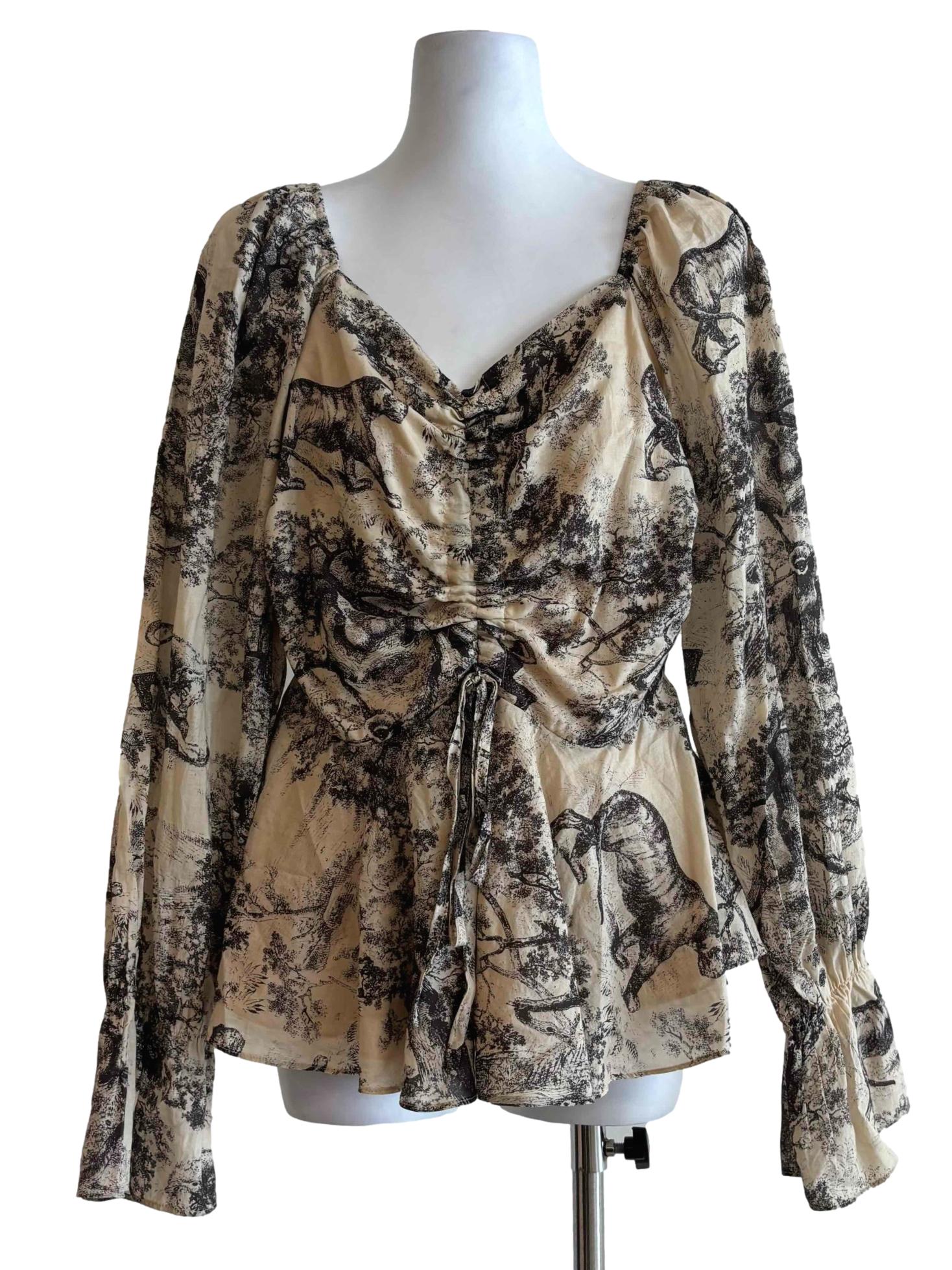 Dutch White Long Sleeve Ruched Blouse