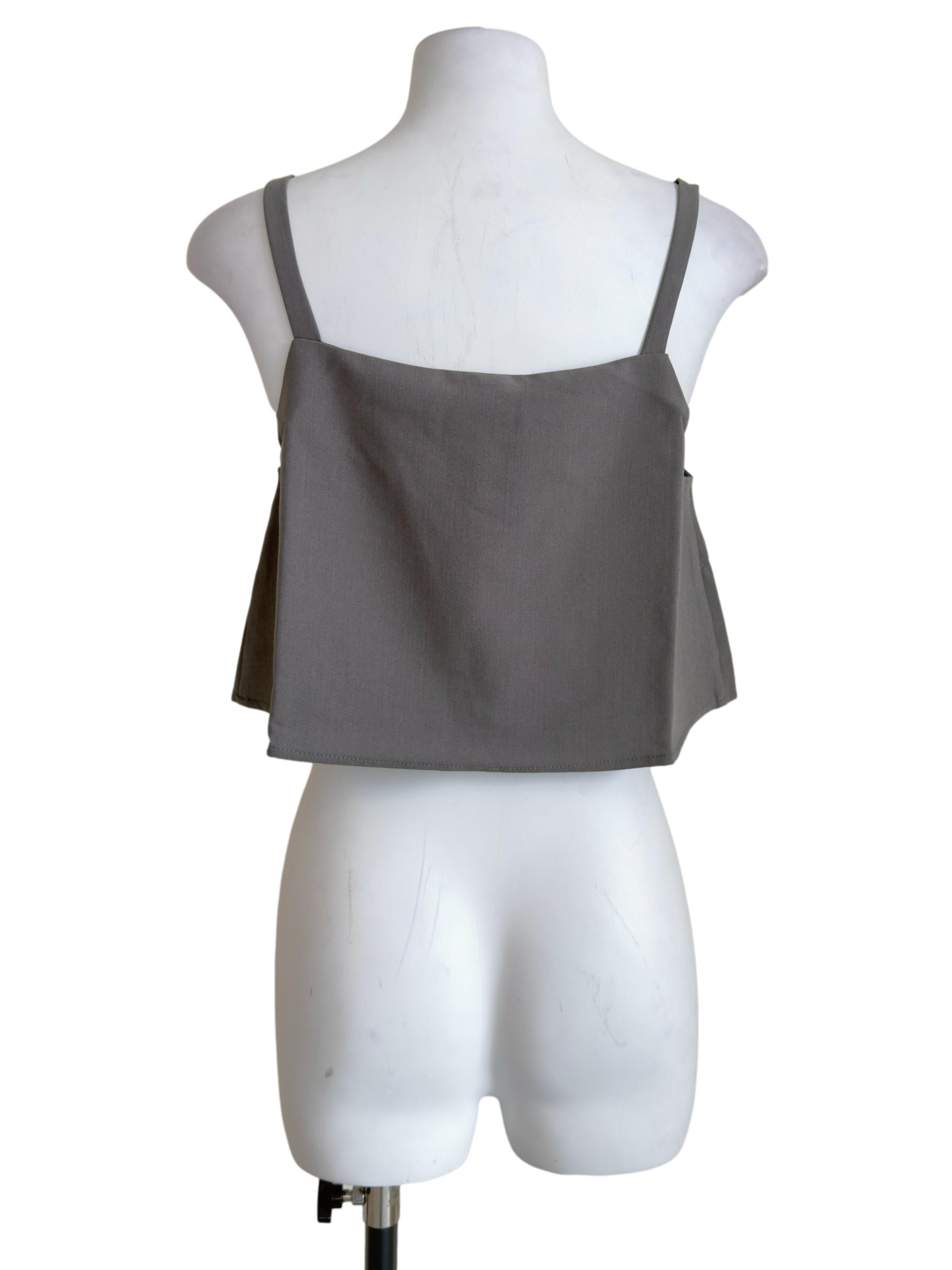 Grey Zoey Basic Flare Crop Top