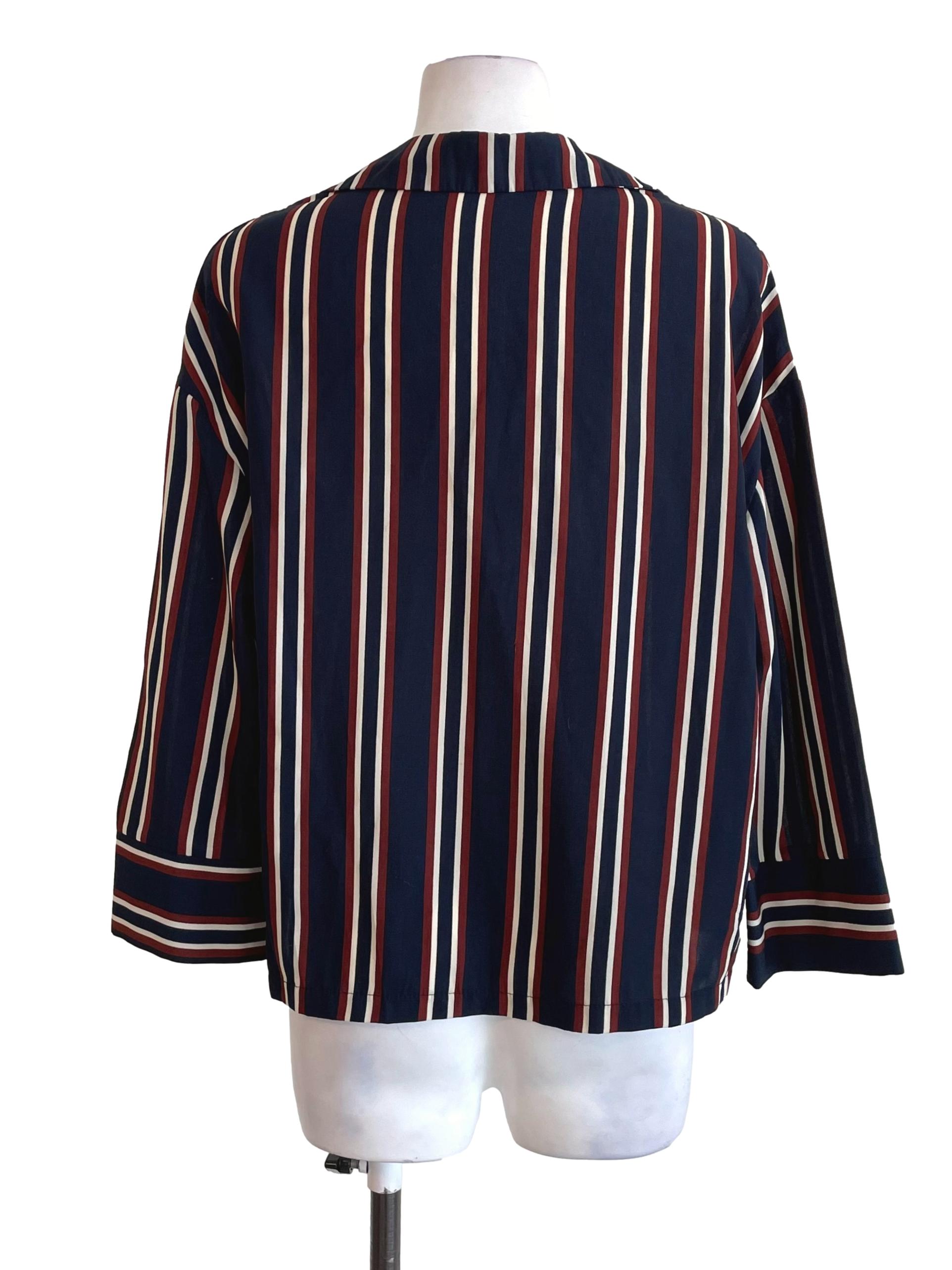 Navy Stripe Retro Cuba Shirt TEM
