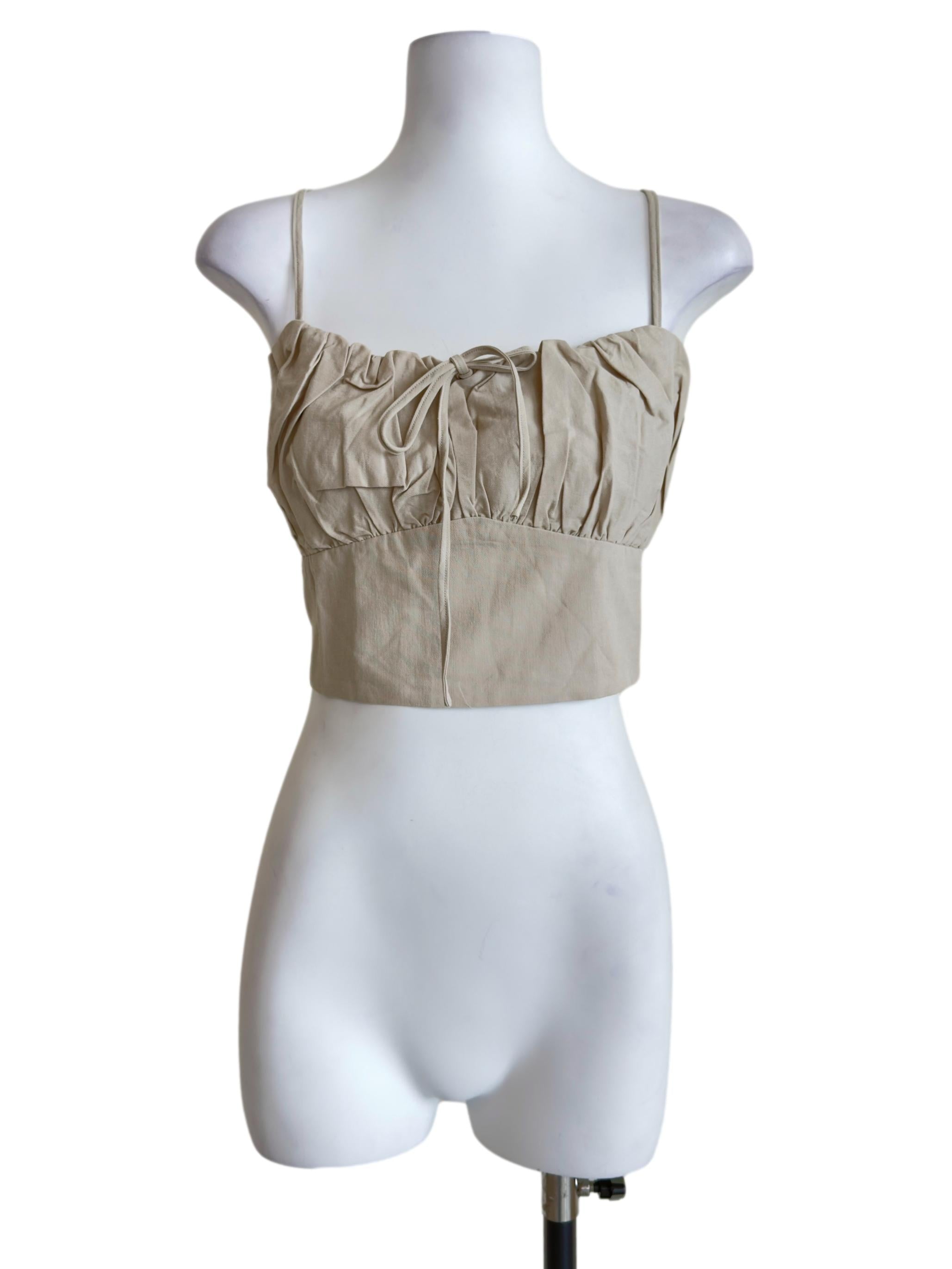 Beige Xandra Ruched Front Crop Top