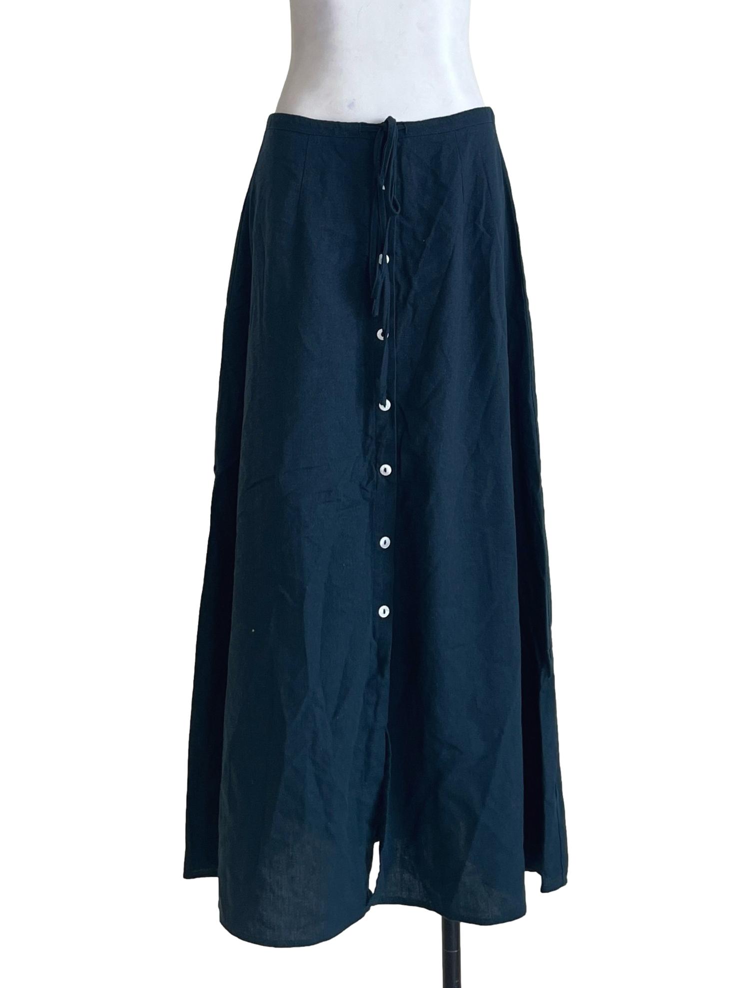 Teal Green Buttoned Straight Skirt