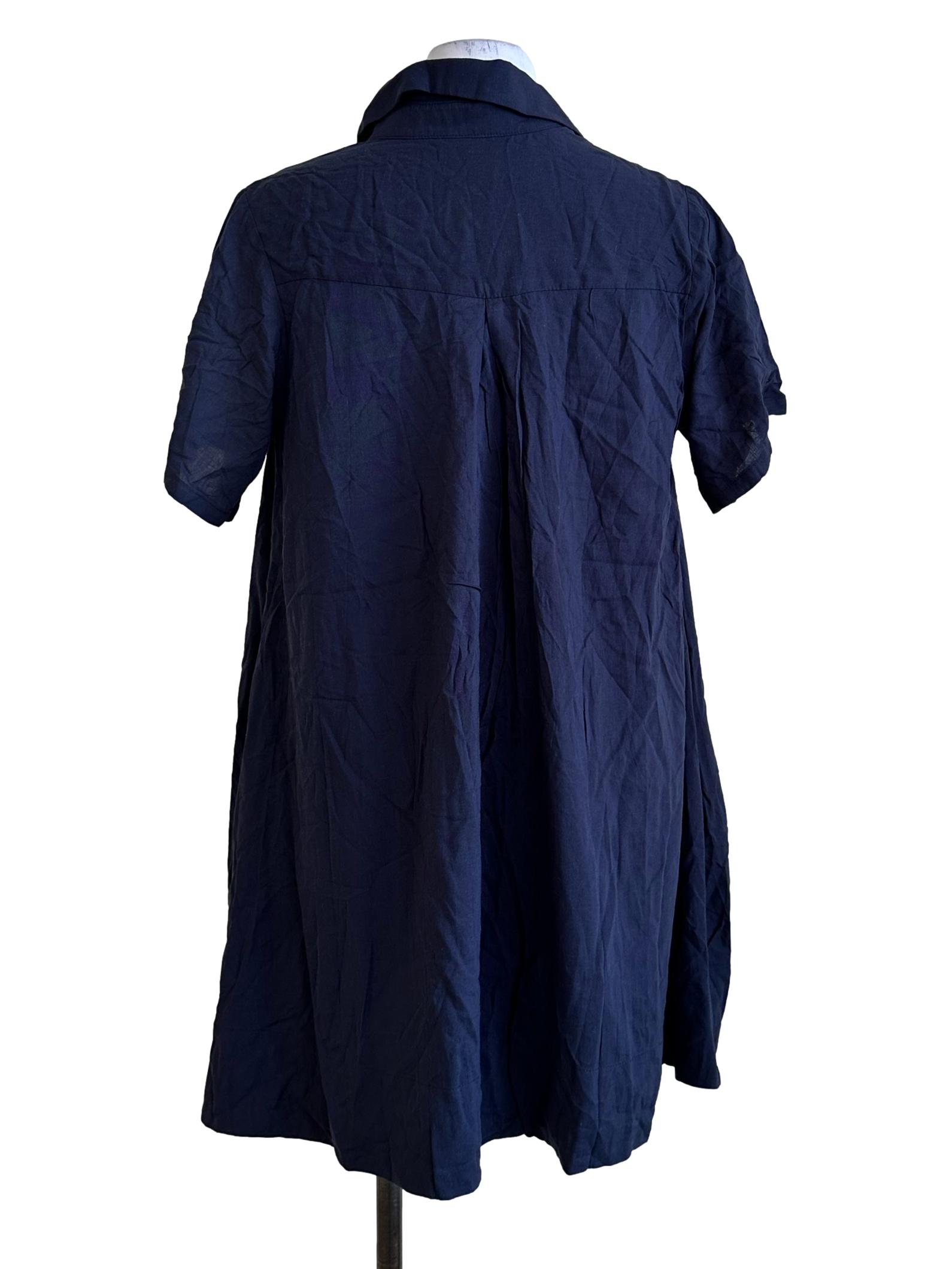 Navy Blue Collar Shirt Dress