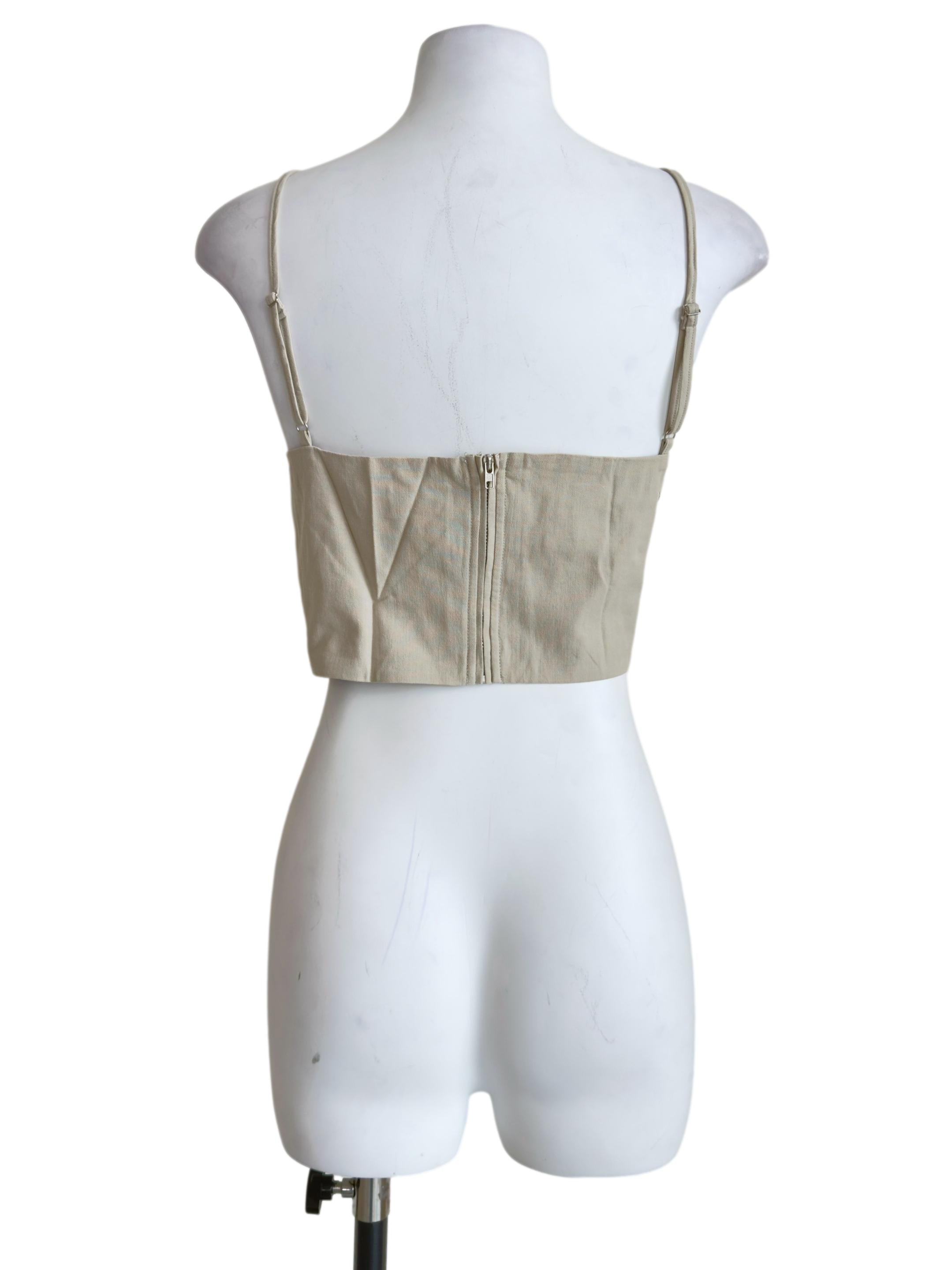 Beige Xandra Ruched Front Crop Top