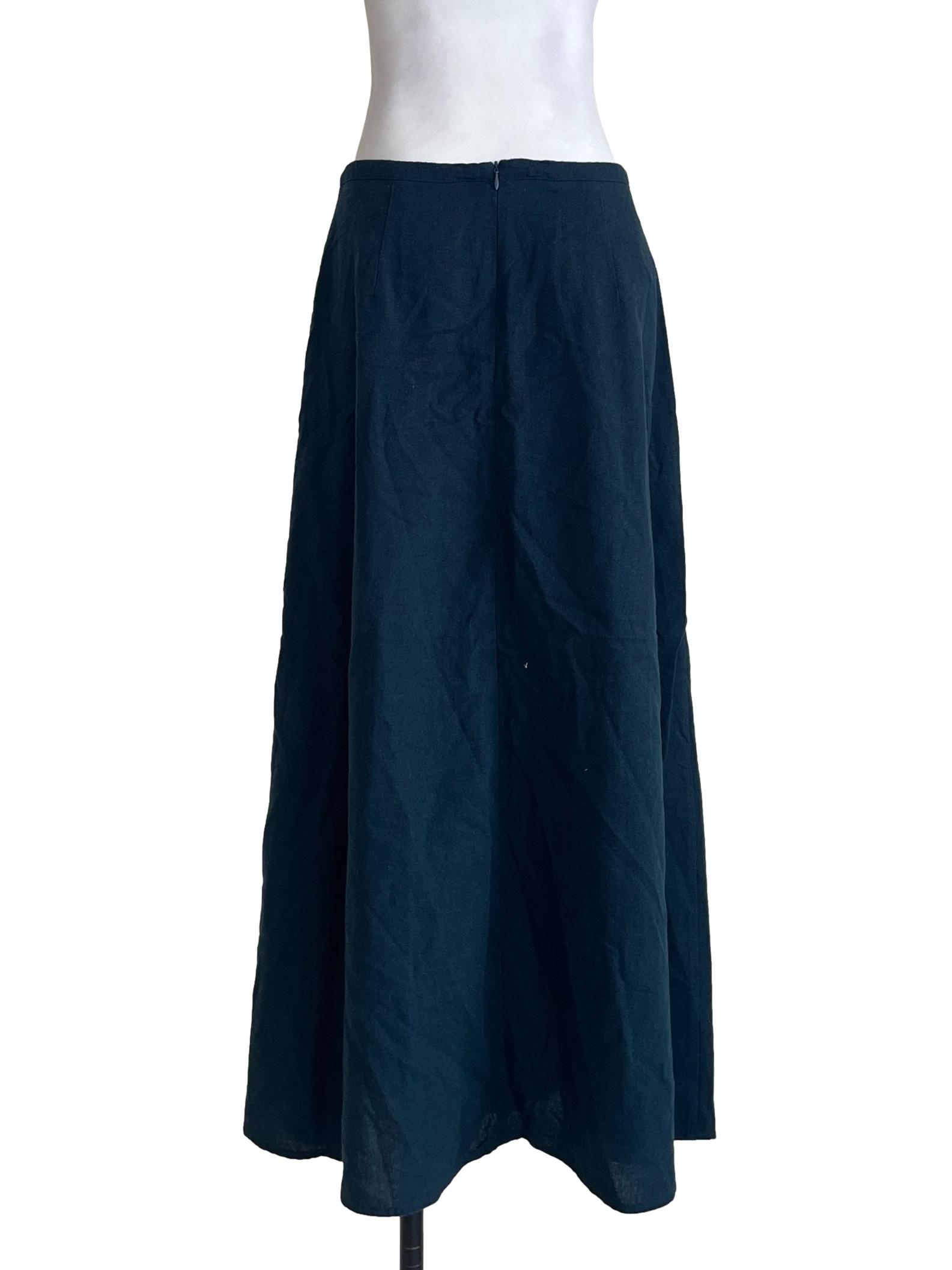 Teal Green Buttoned Straight Skirt