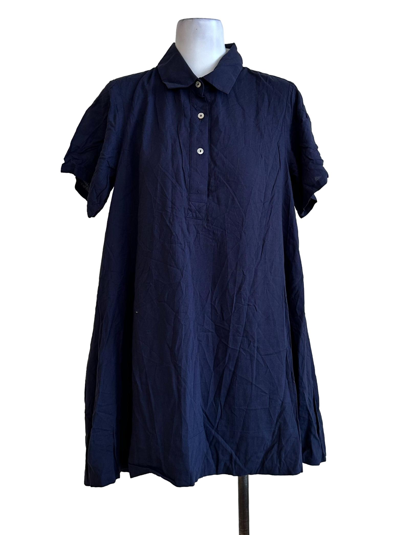 Navy Blue Collar Shirt Dress