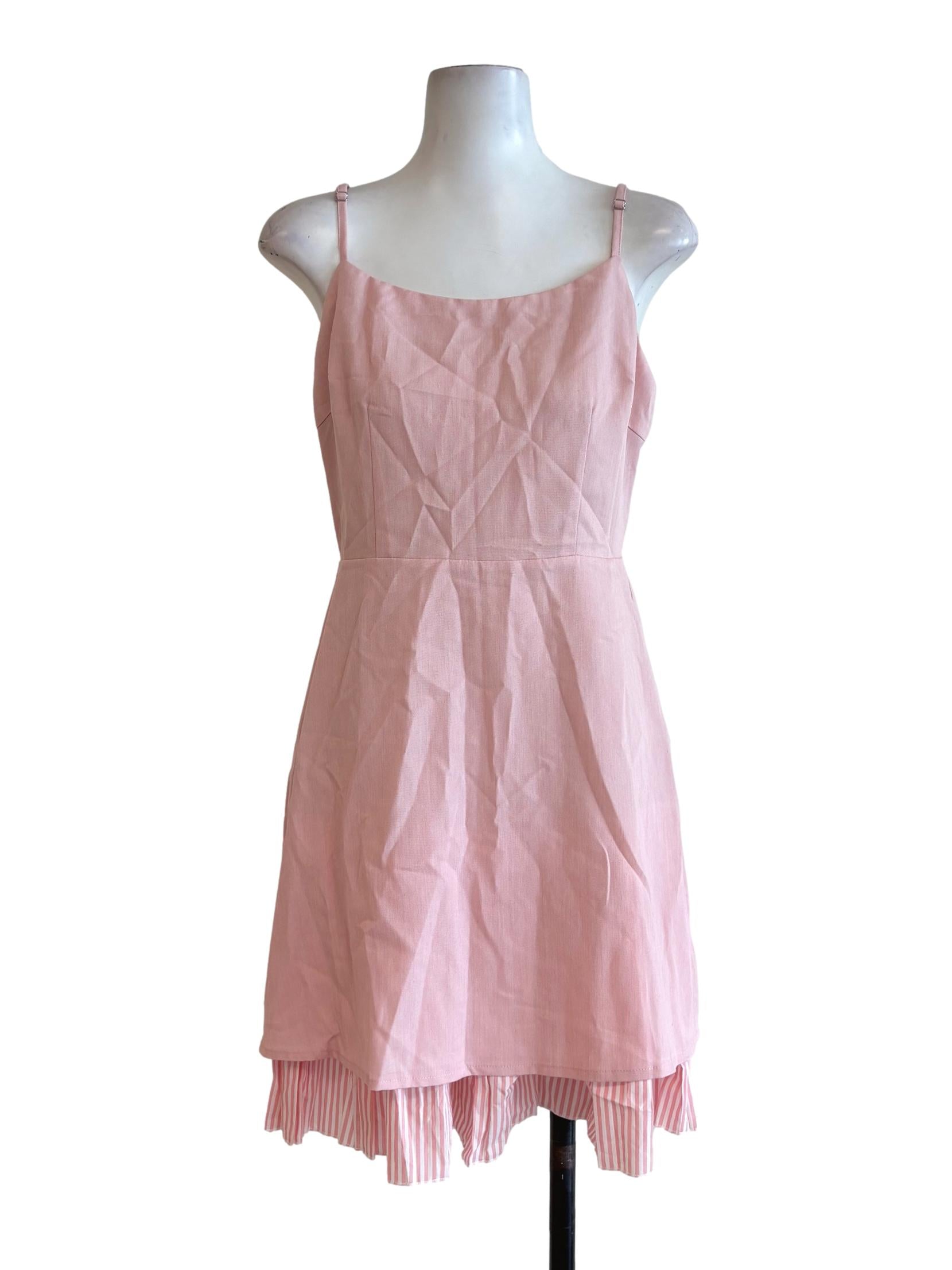 Baby Pink Cotton A-Line Dress