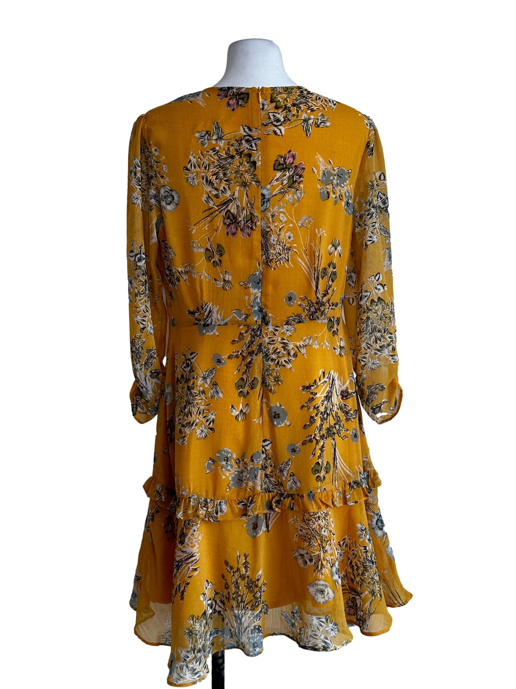 Canary Yellow Floral Pattern Dress