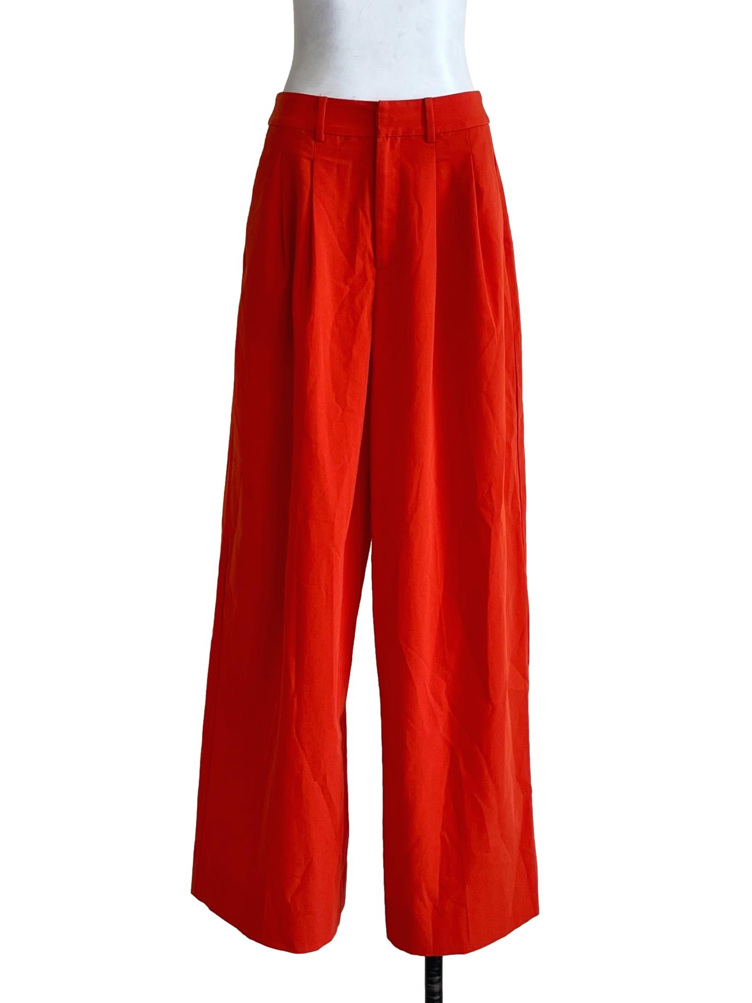 Neon Orange Wide Leg Pants