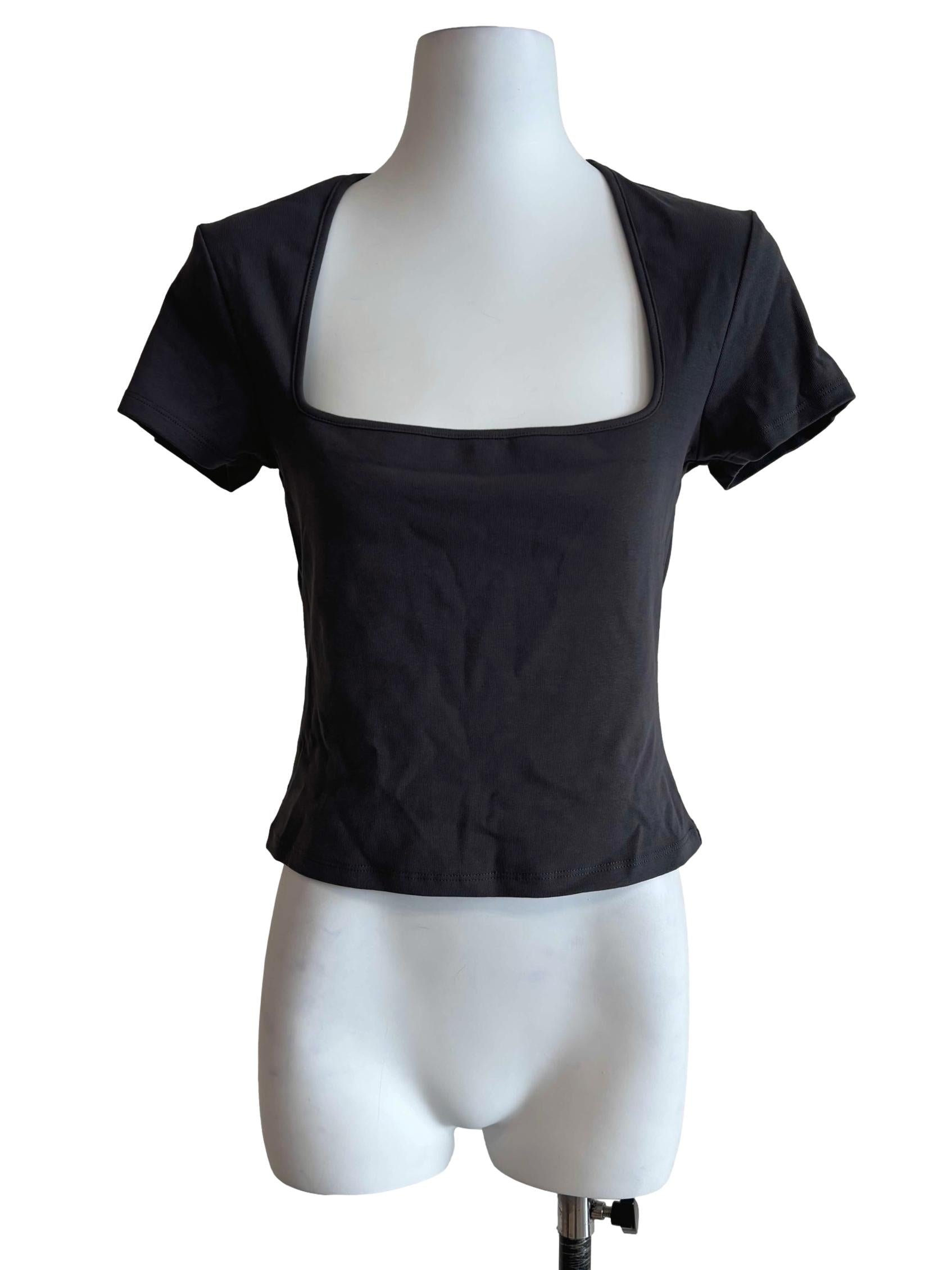 Dark Grey Square Neck Top