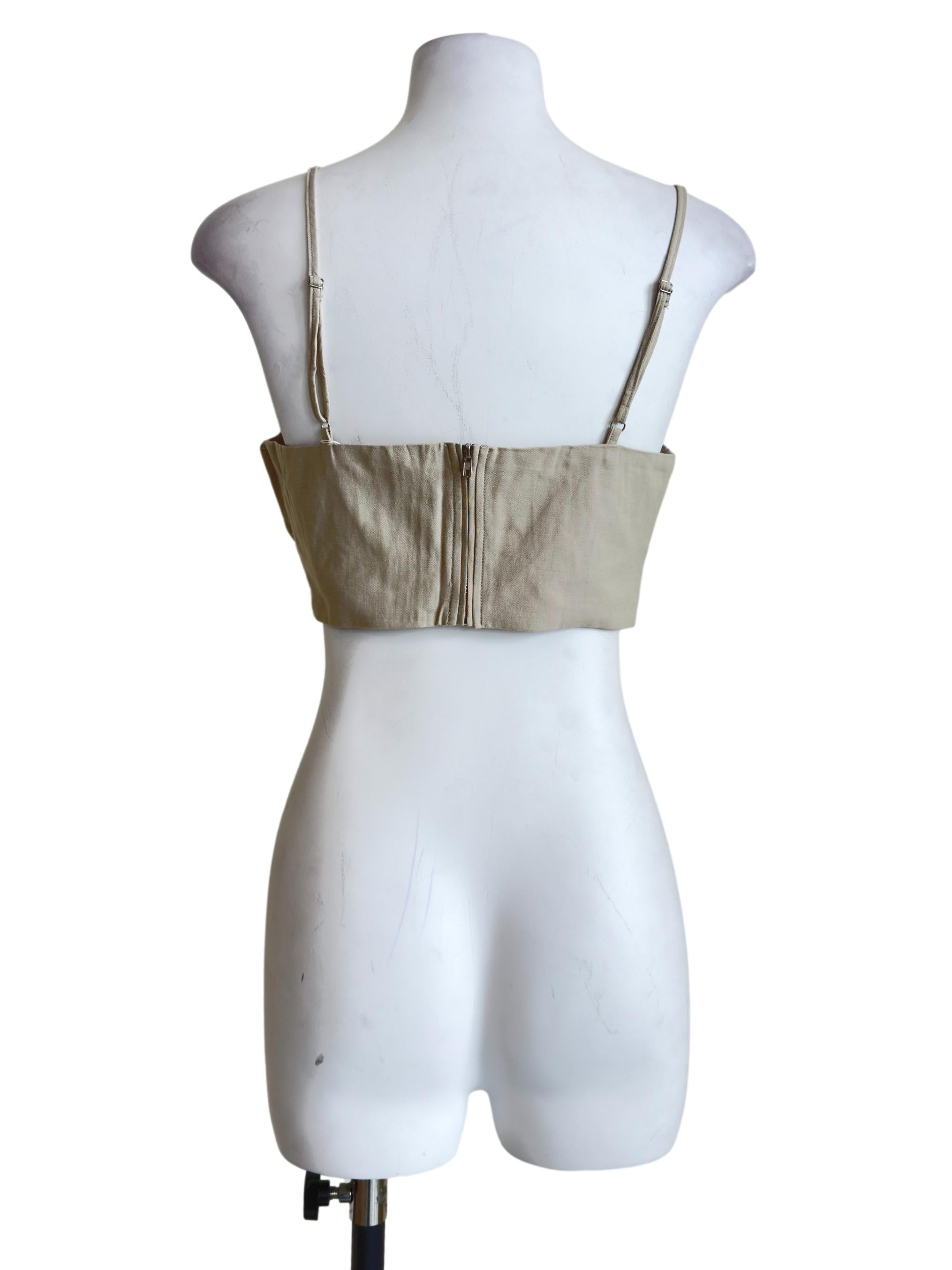 Beige Xandra Ruched Front Crop Top