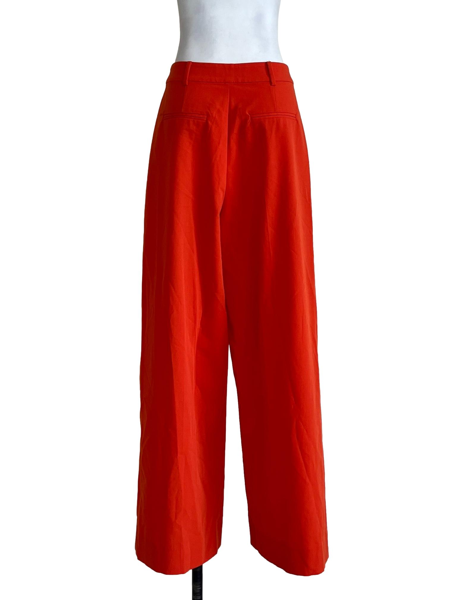 Neon Orange Wide Leg Pants