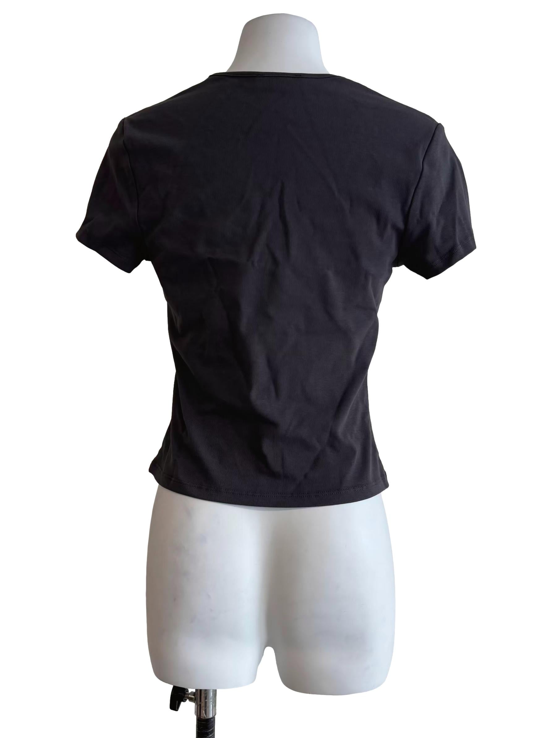 Dark Grey Square Neck Top