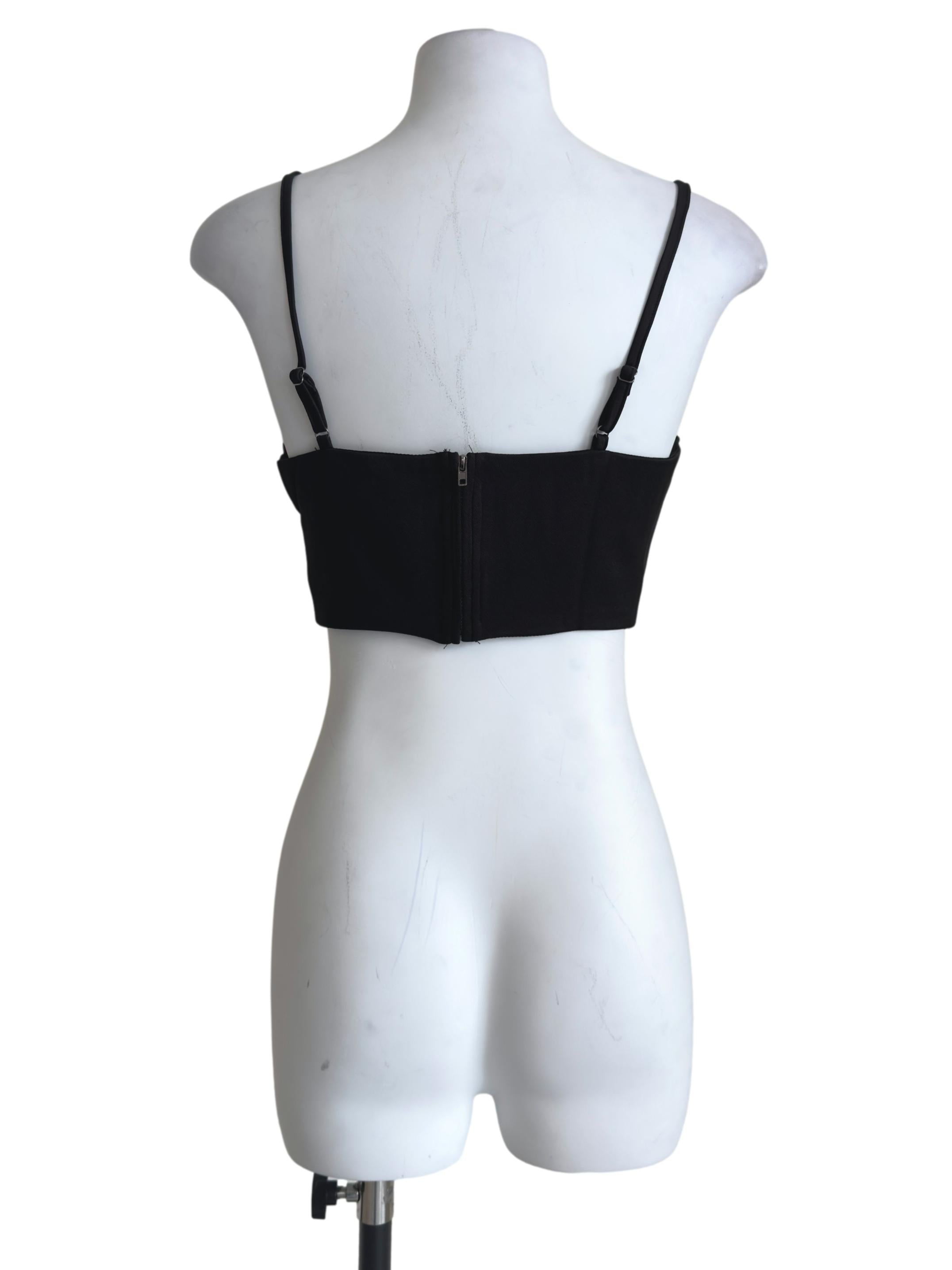 Black Luisa Ruched Crop Spag Top