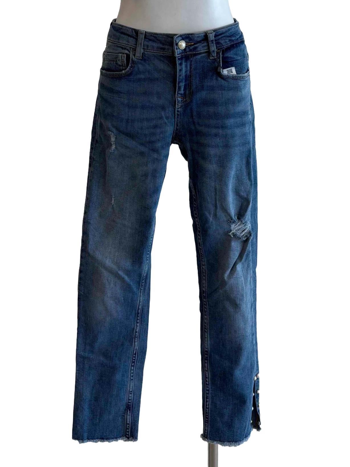 Blue Ripped Low Rise Skinny Jeans