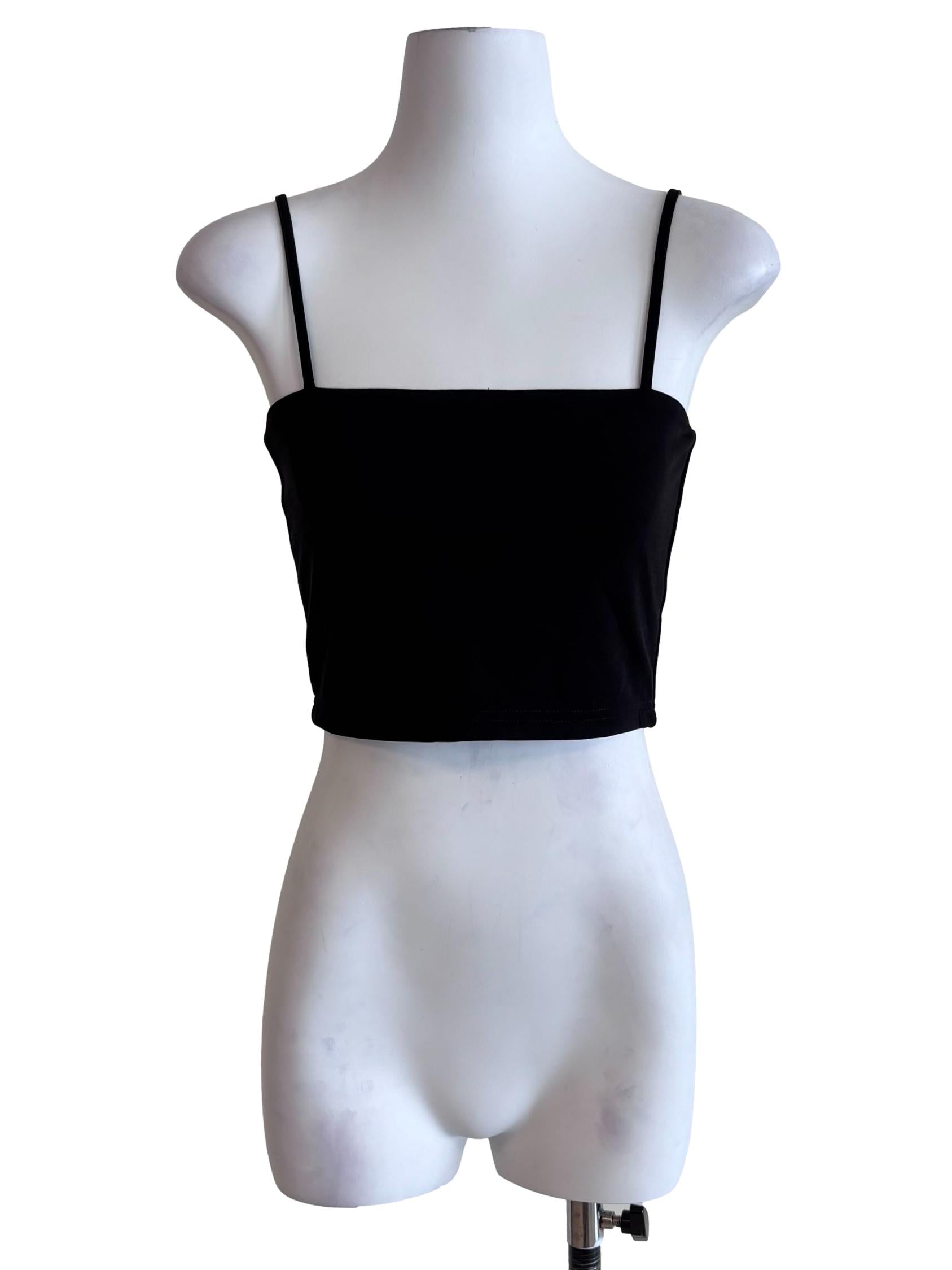 Jet Black Spaghetti Strap Crop Top