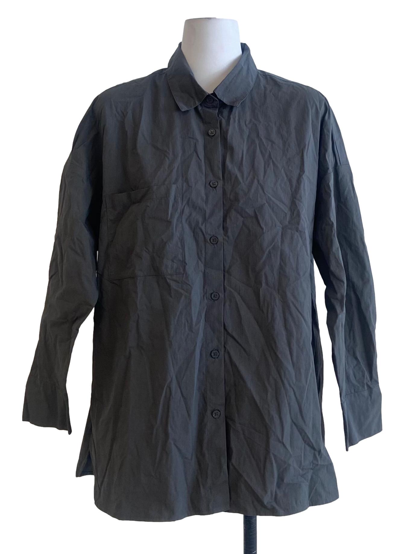 Smoke Grey Button Down Blouse