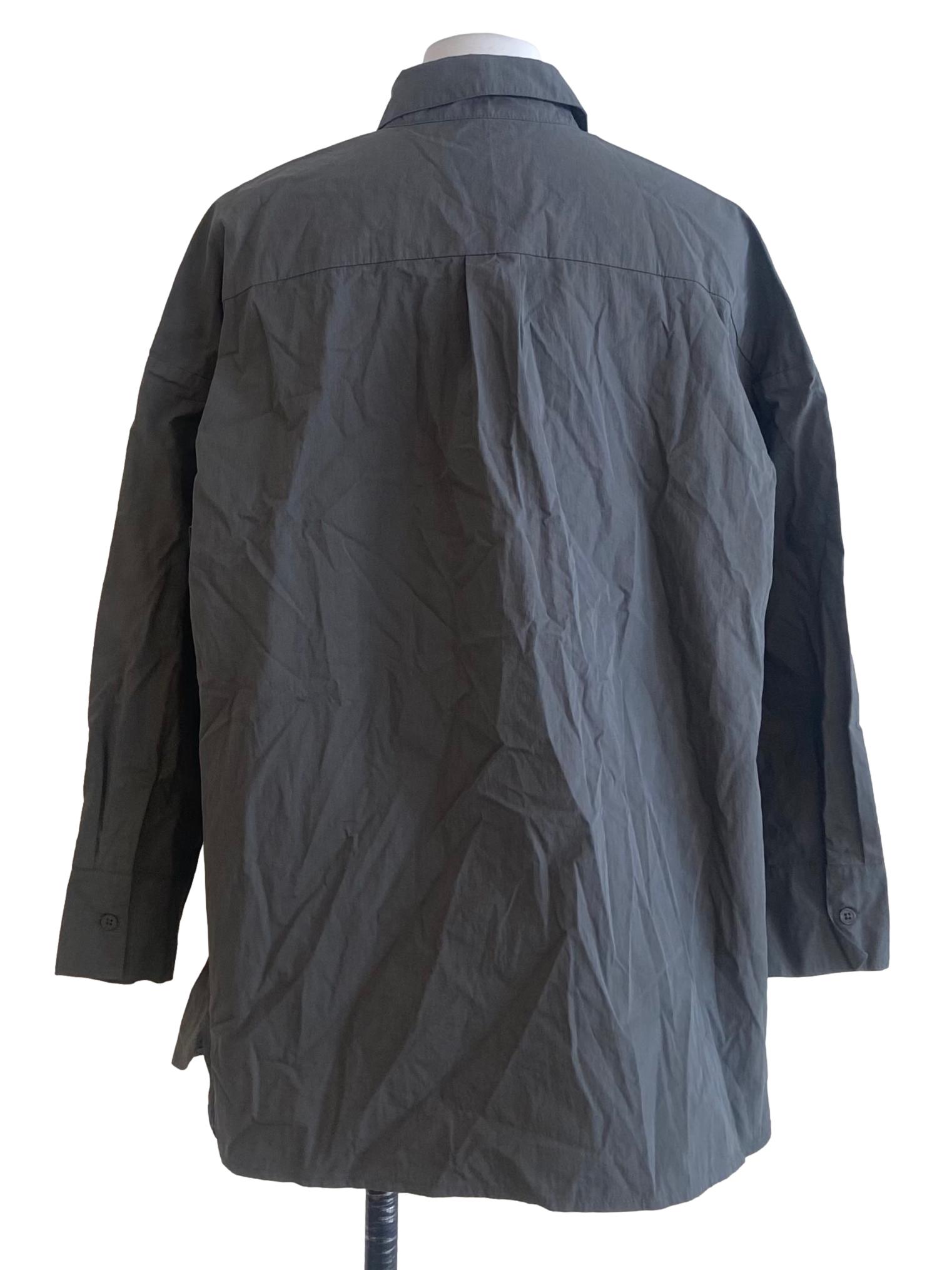 Smoke Grey Button Down Blouse