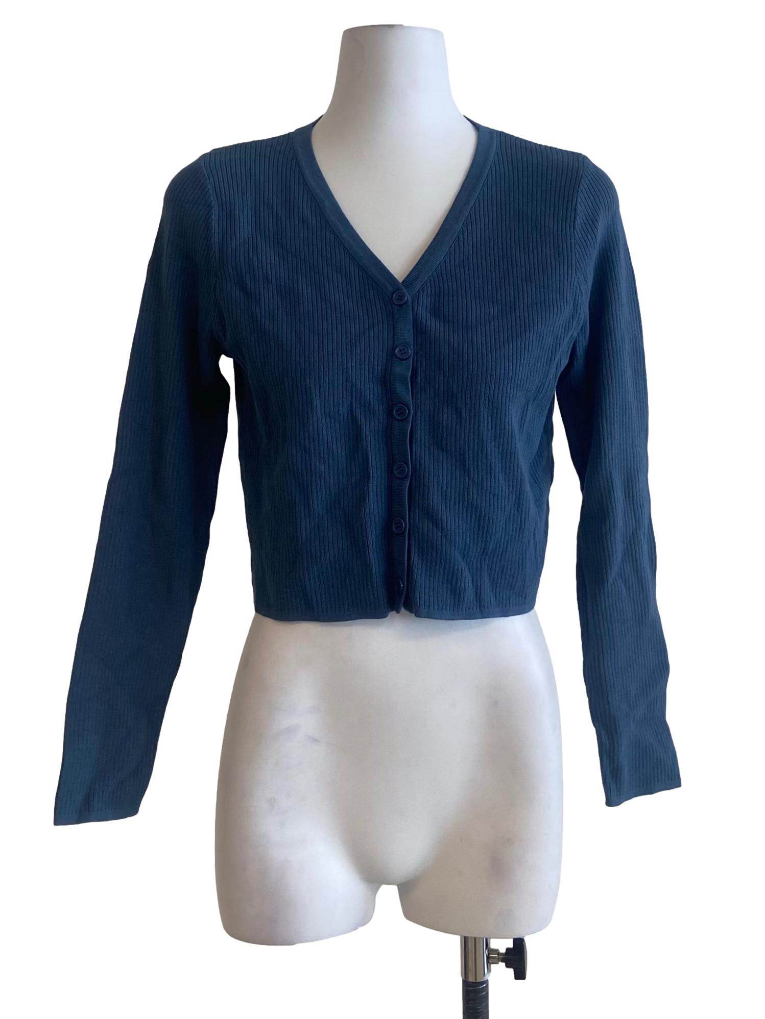 Aegean Blue Pencil Stripe Cardigan
