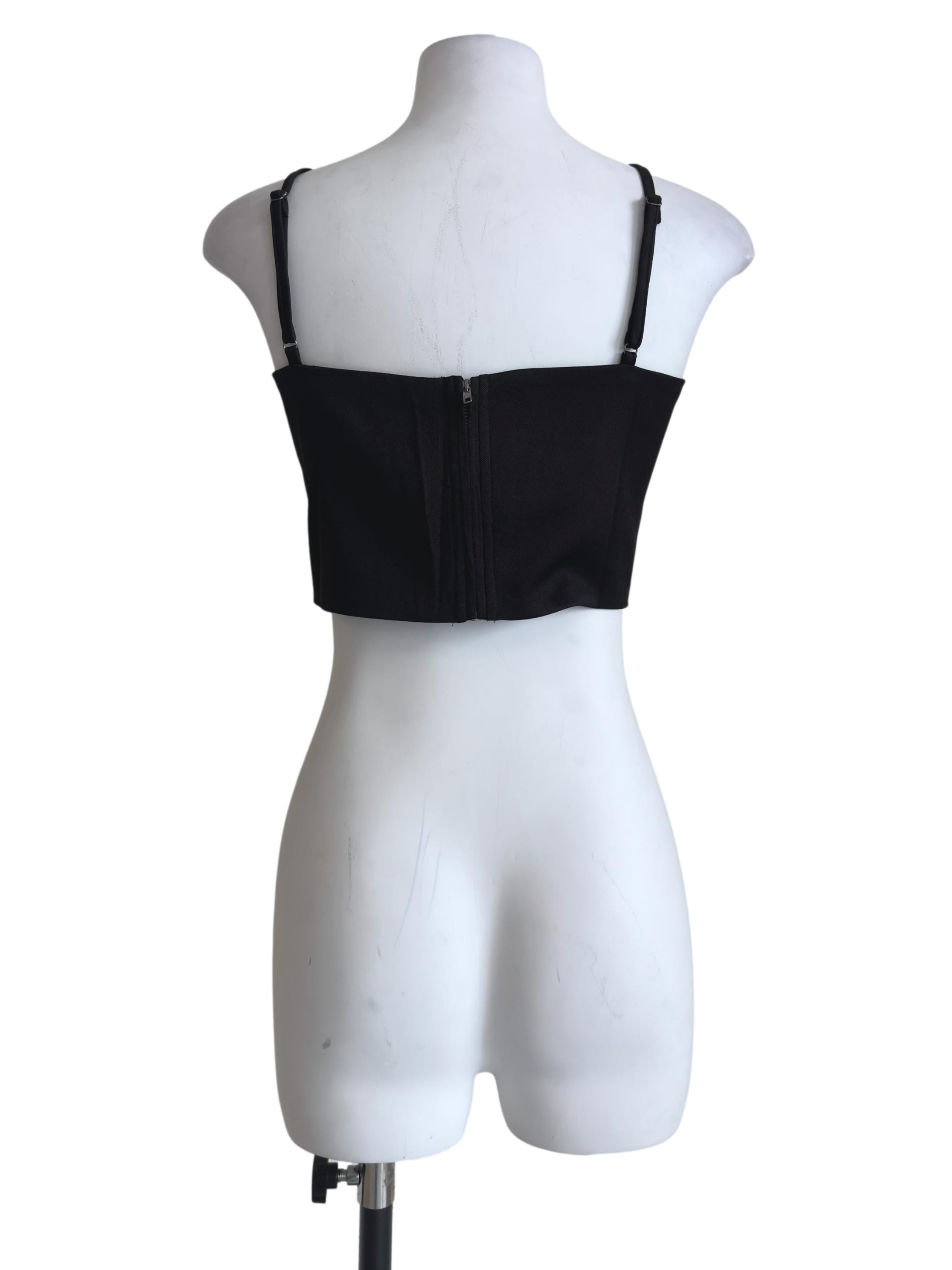 Black Luisa Ruched Crop Spag Top