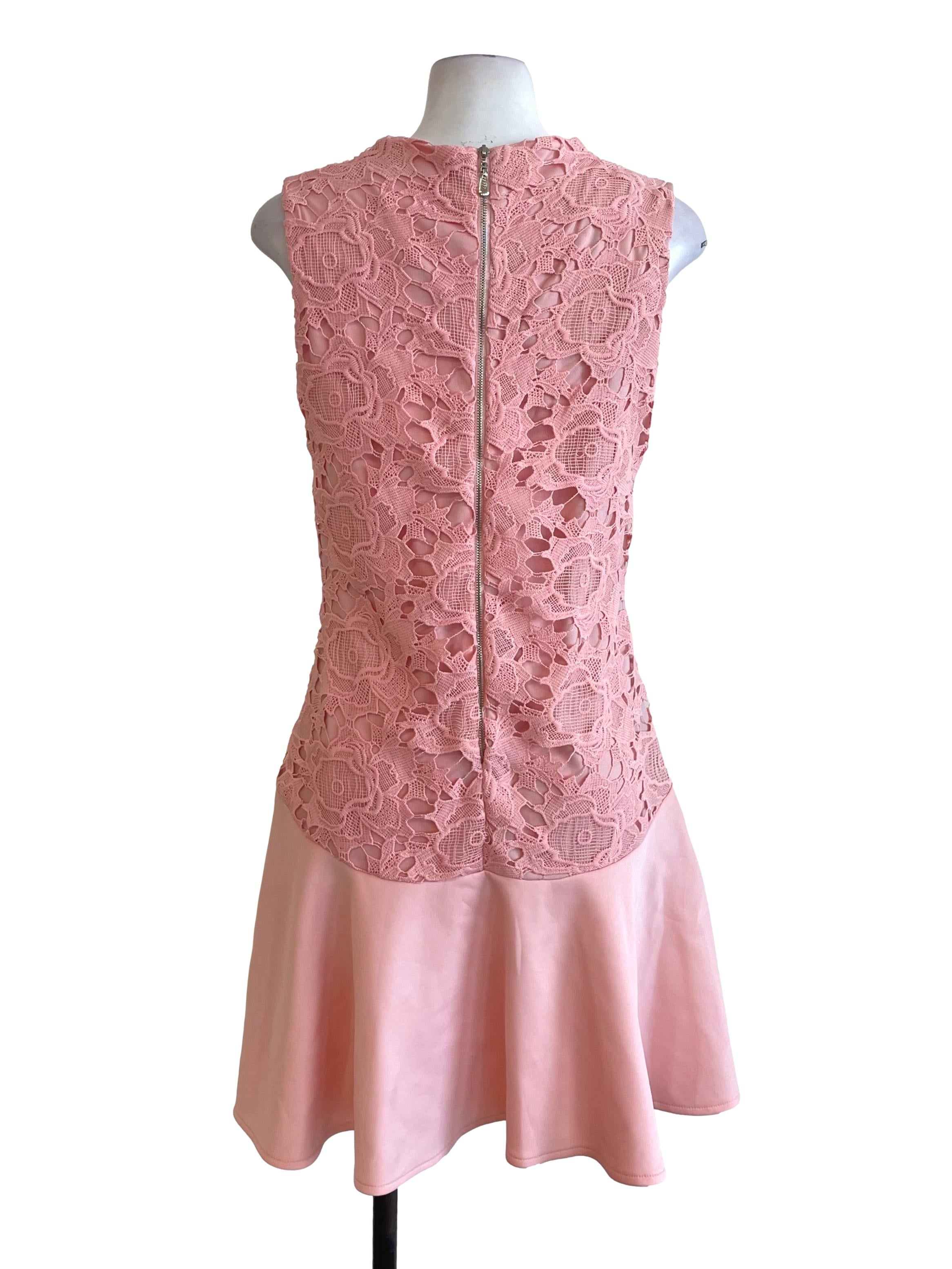 Salmon Embroidered Drop Waist Dress
