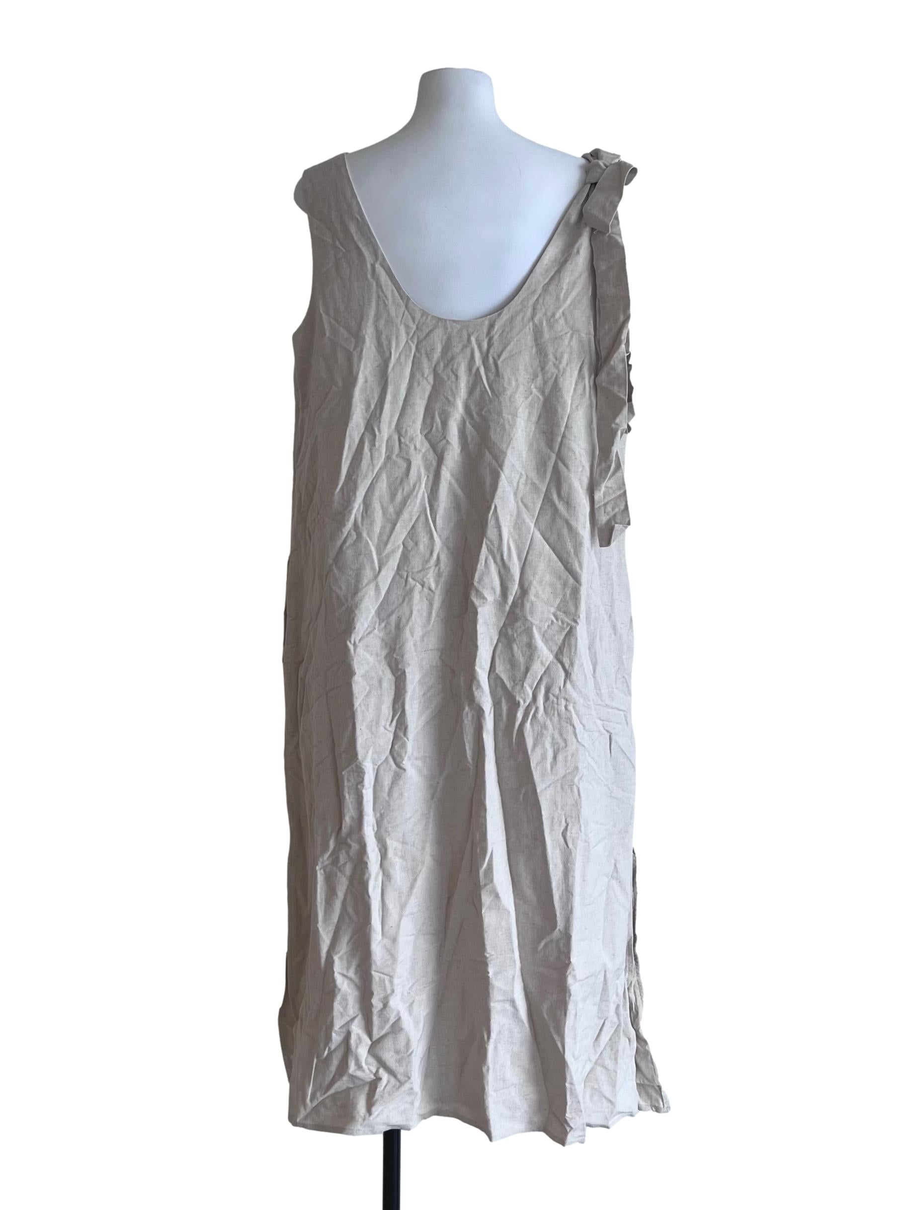 Cream Rayon Scoop-Neck Midi Dress OSN