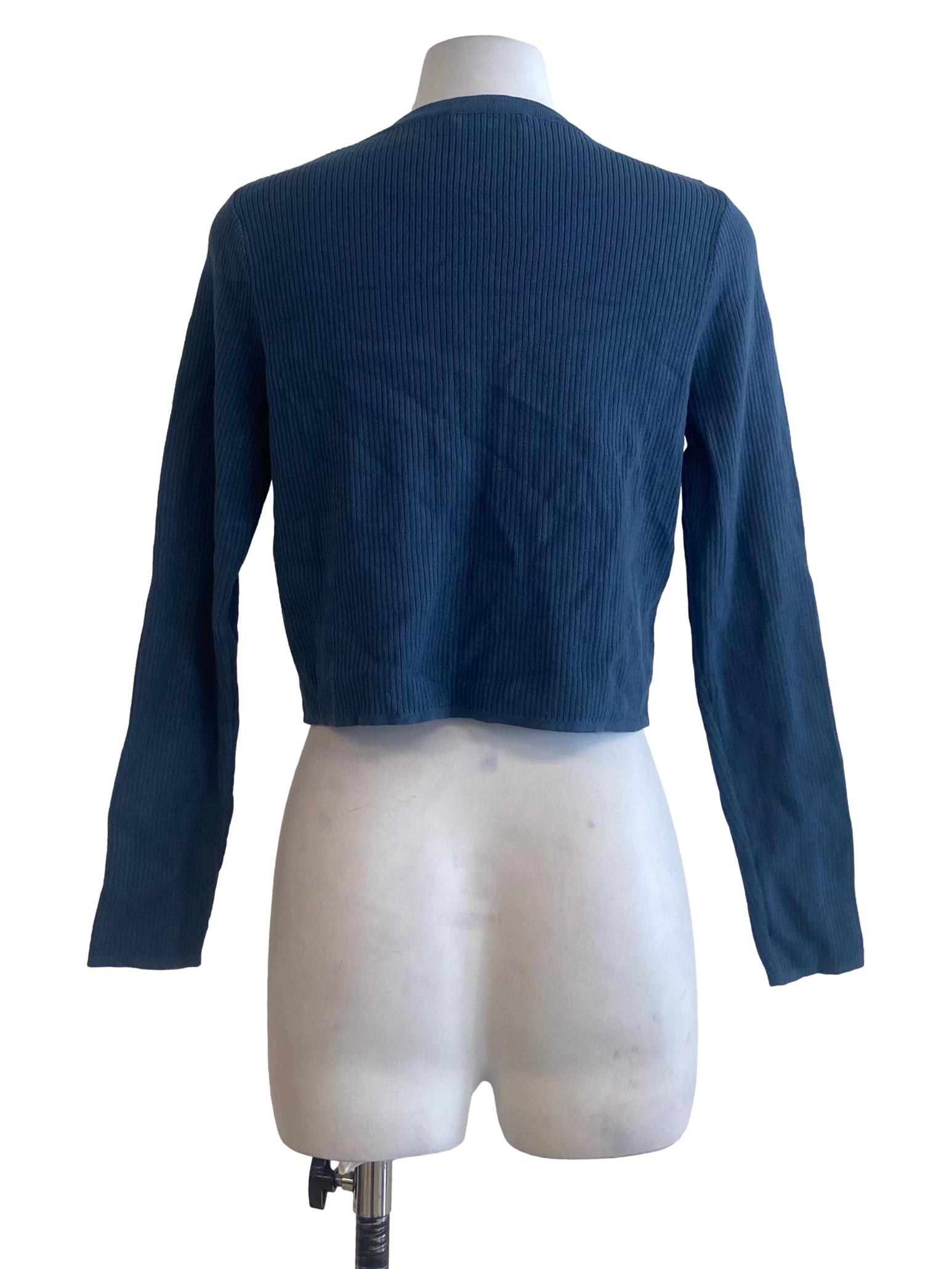 Aegean Blue Pencil Stripe Cardigan