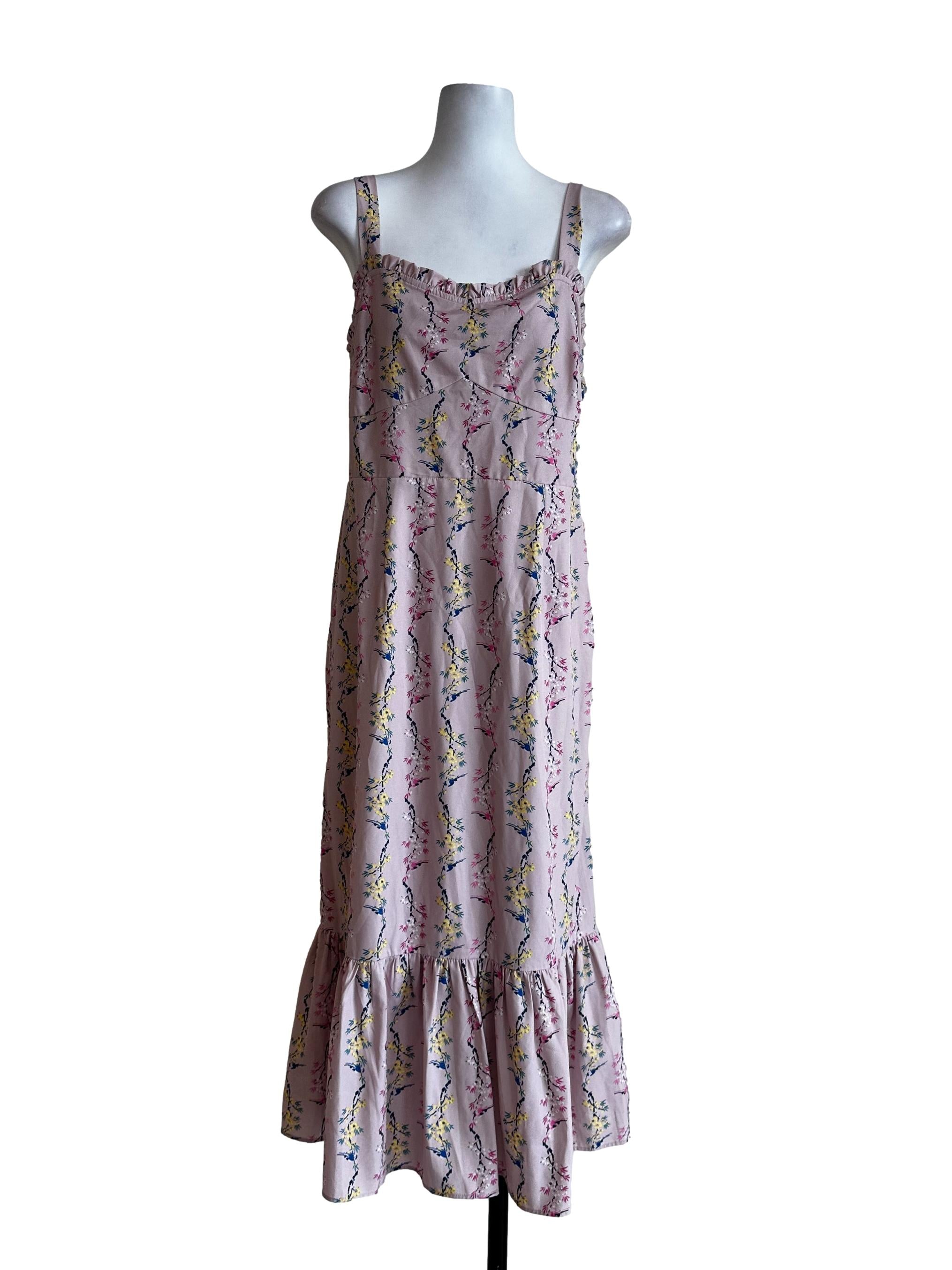 Rose Pink Floral Pattern Dress