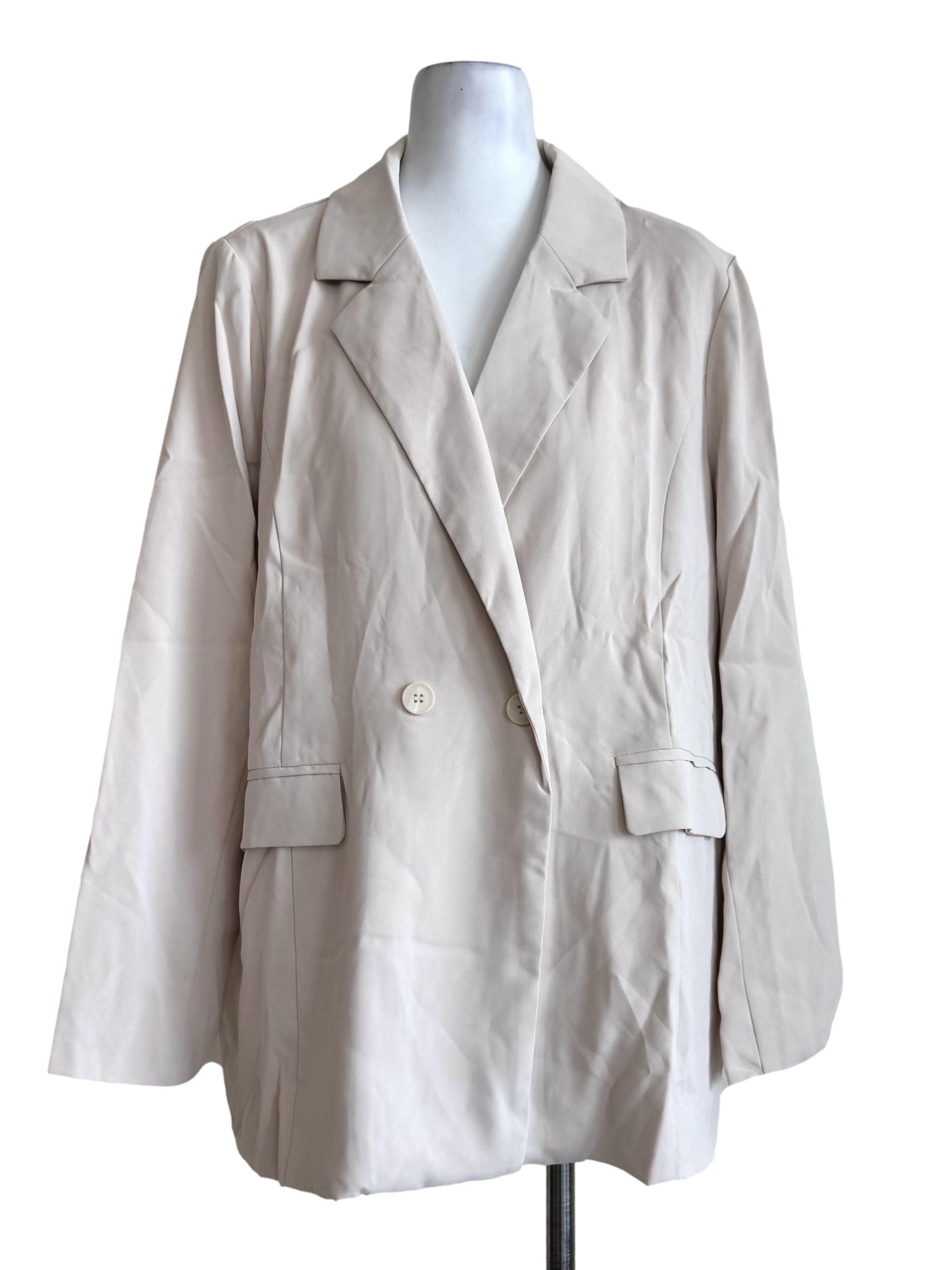 Beige Long Sleeve Soft Blazer