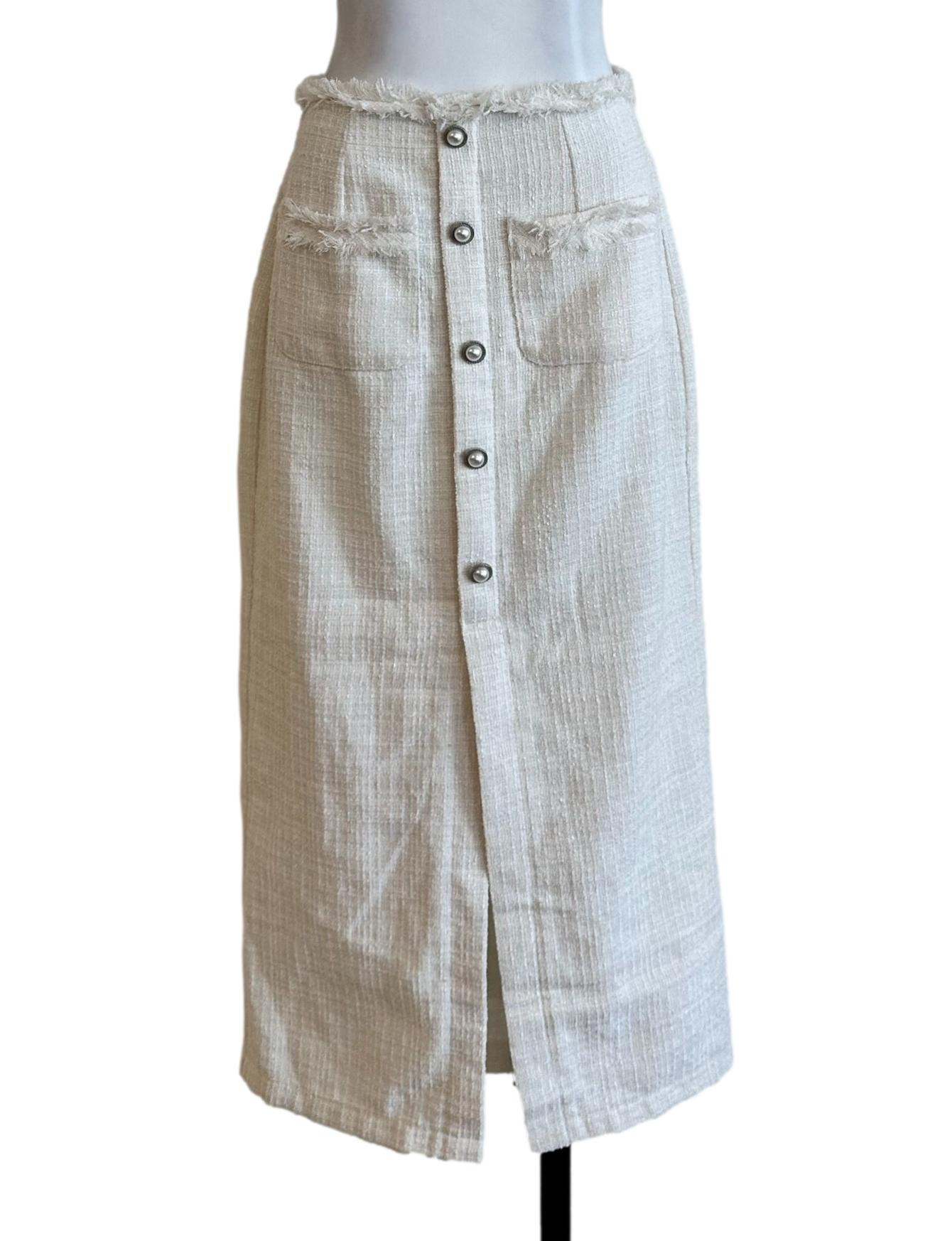 Egg Shell White Tweed Skirt