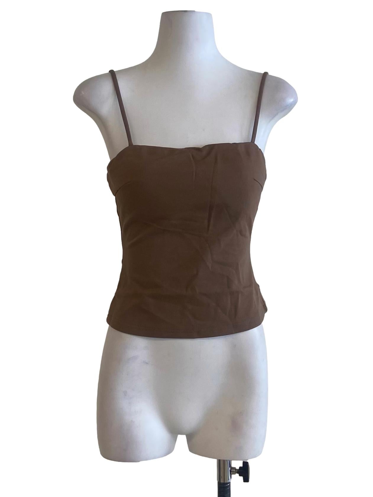Peanut Brown Spaghetti Straps Fit Top