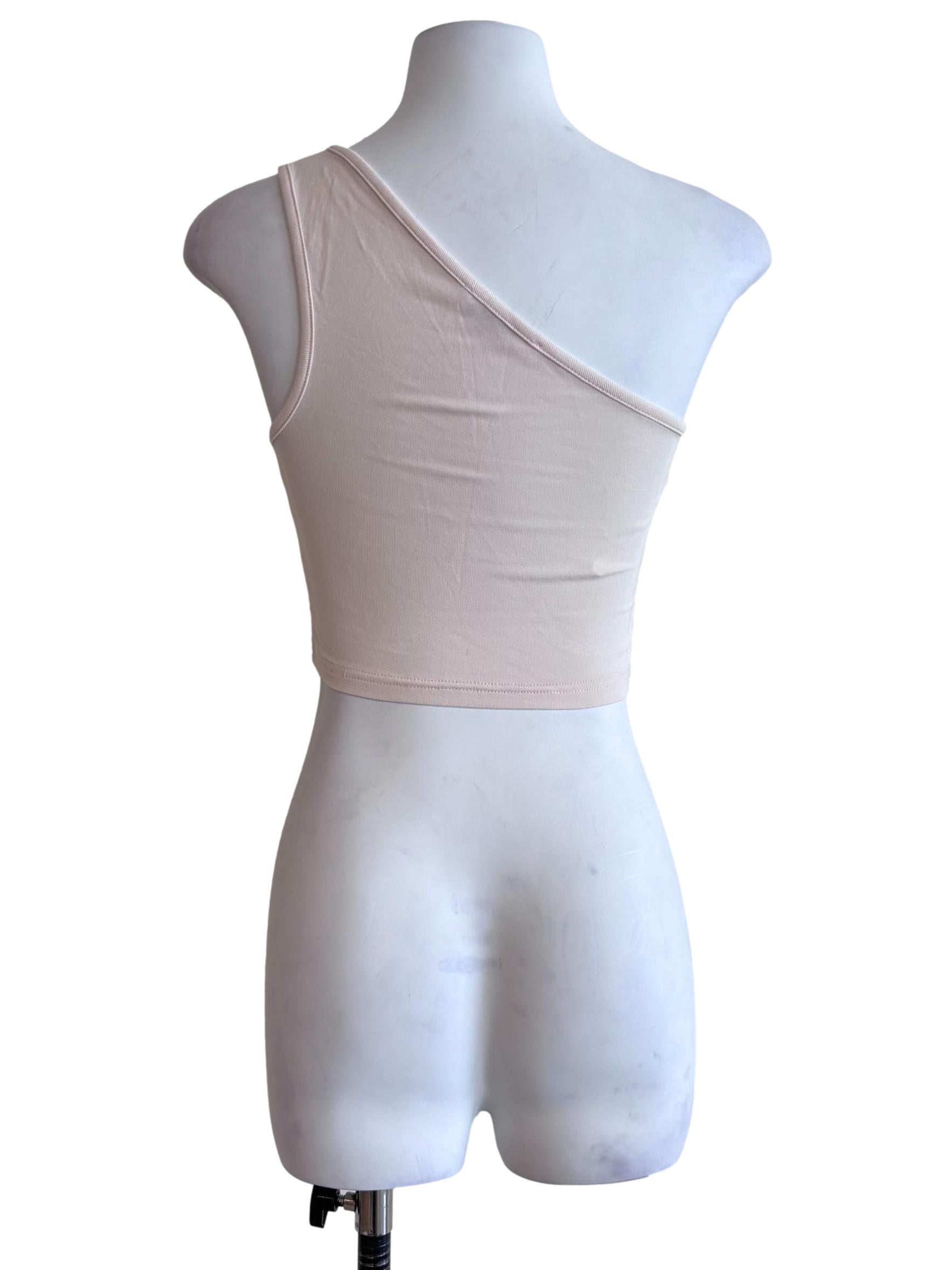 Peach Beige One Shoulder Crop Top