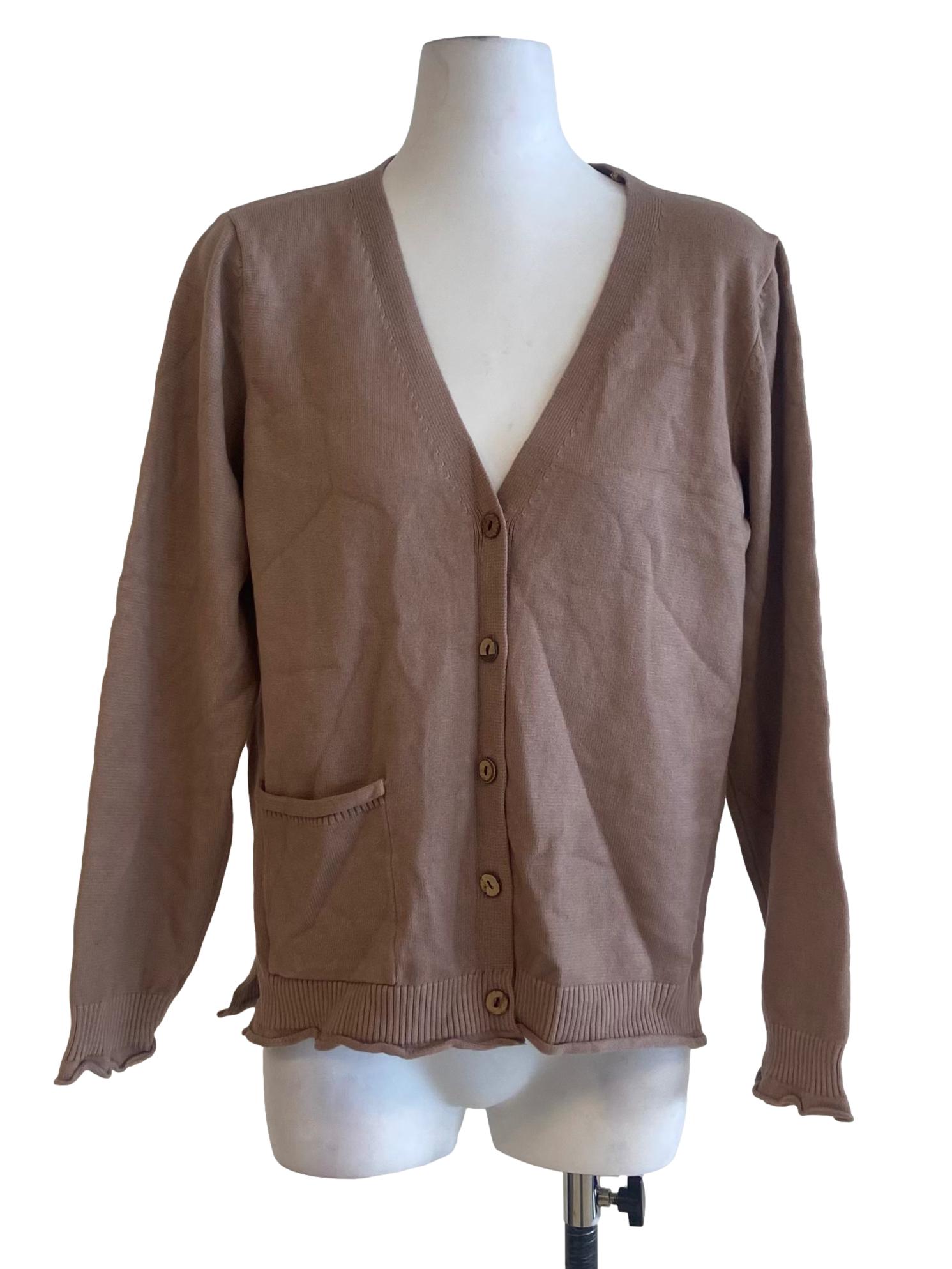Mauve Brown Button Down Slit Cardigan