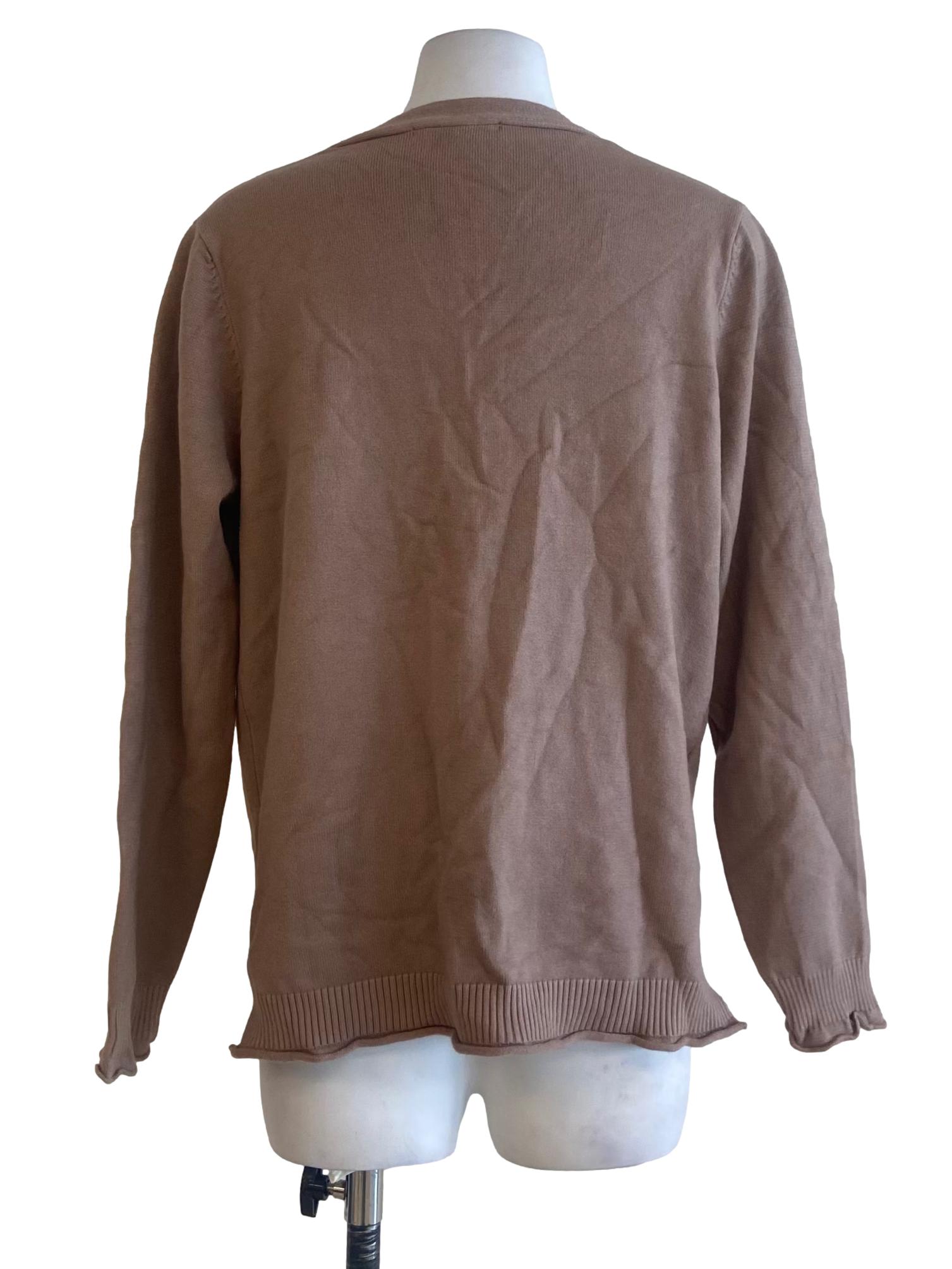 Mauve Brown Button Down Slit Cardigan