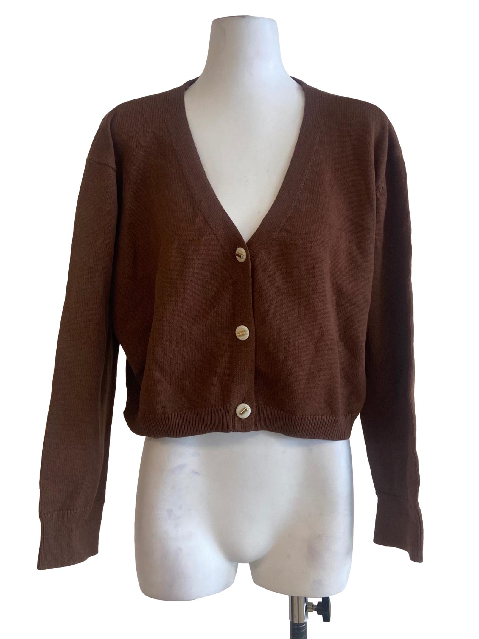 Cinnamon Brown Twill Cardigan