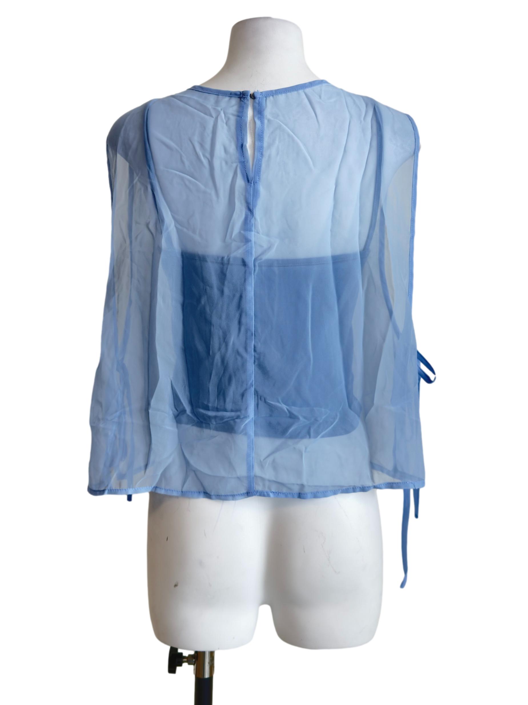 Blue Kyo Sheer Overlay Top